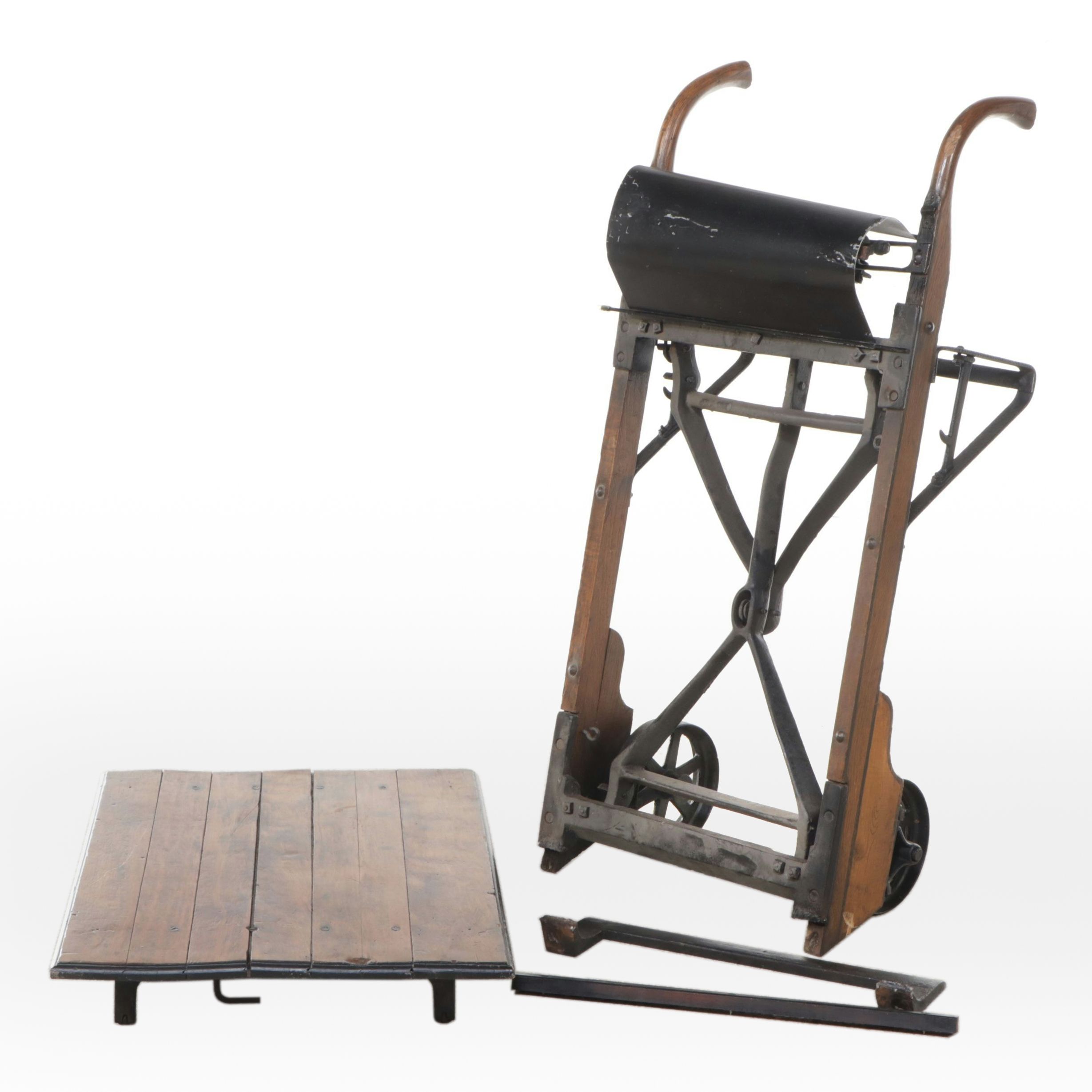 Industrial Metal and Wood Hand Cart Grain Scale