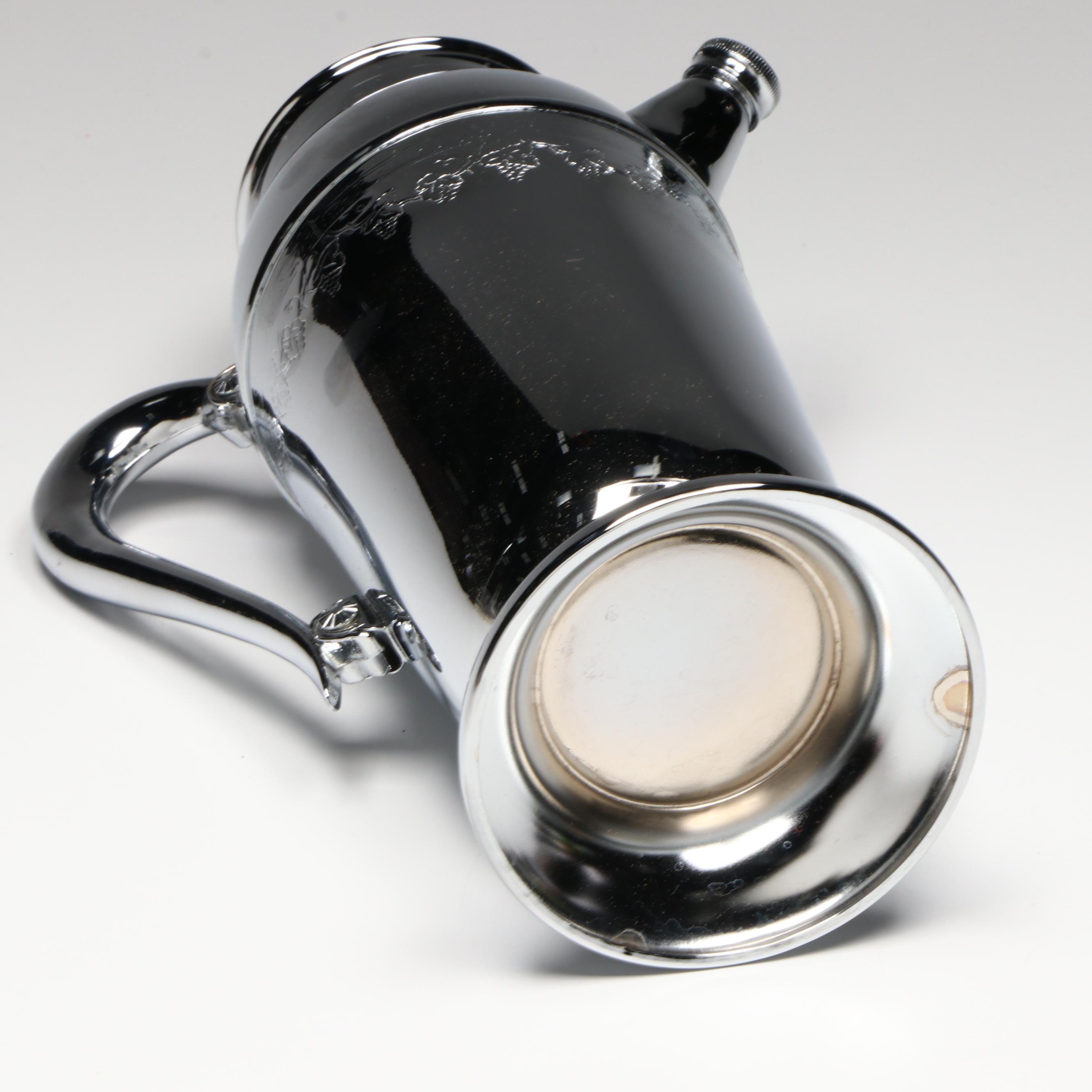 United Chromium of New York Art Deco Cocktail Glasses with Shaker and Tray