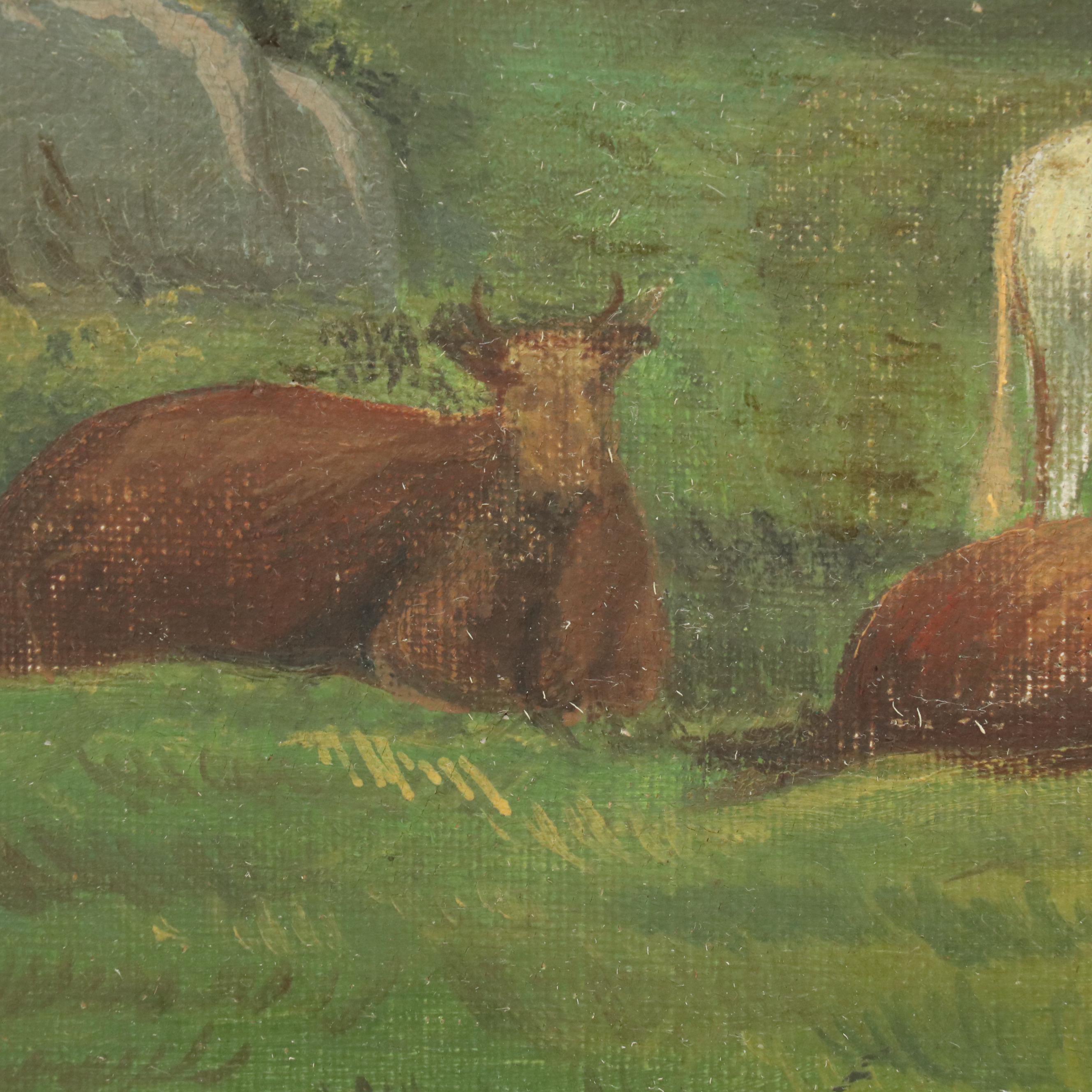 Alpine Pastoral Landscape Oil Painting