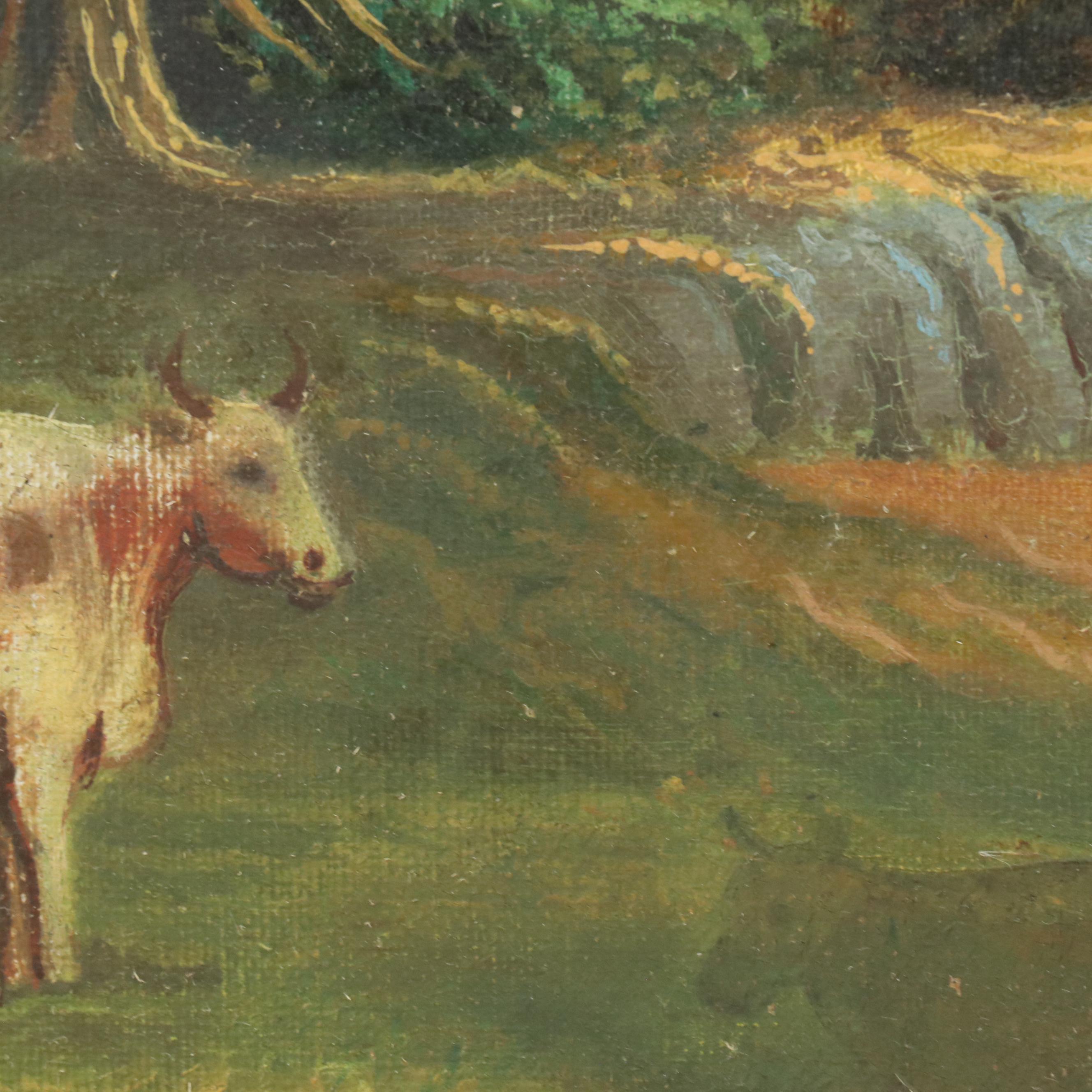 Alpine Pastoral Landscape Oil Painting