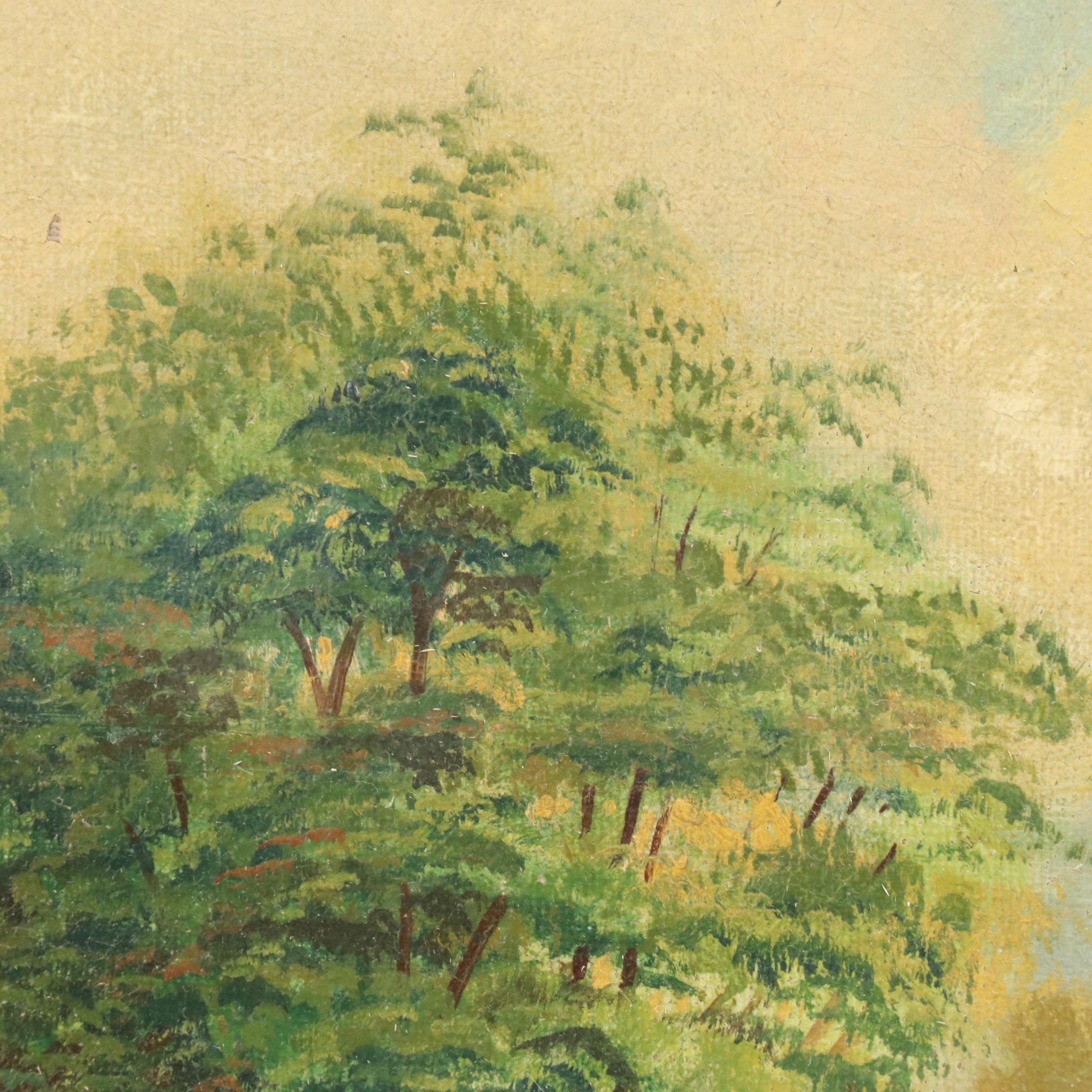 Alpine Pastoral Landscape Oil Painting