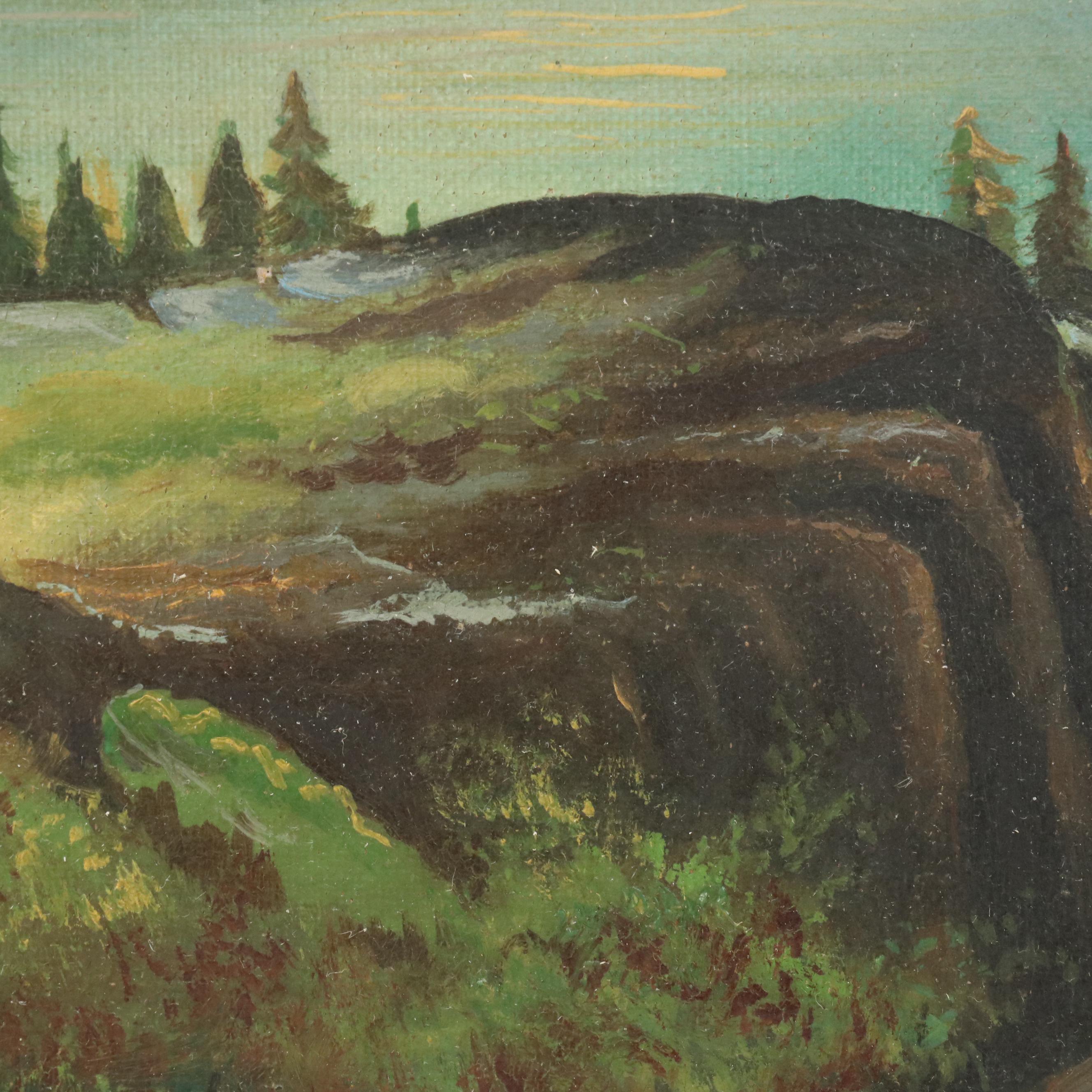 Alpine Pastoral Landscape Oil Painting