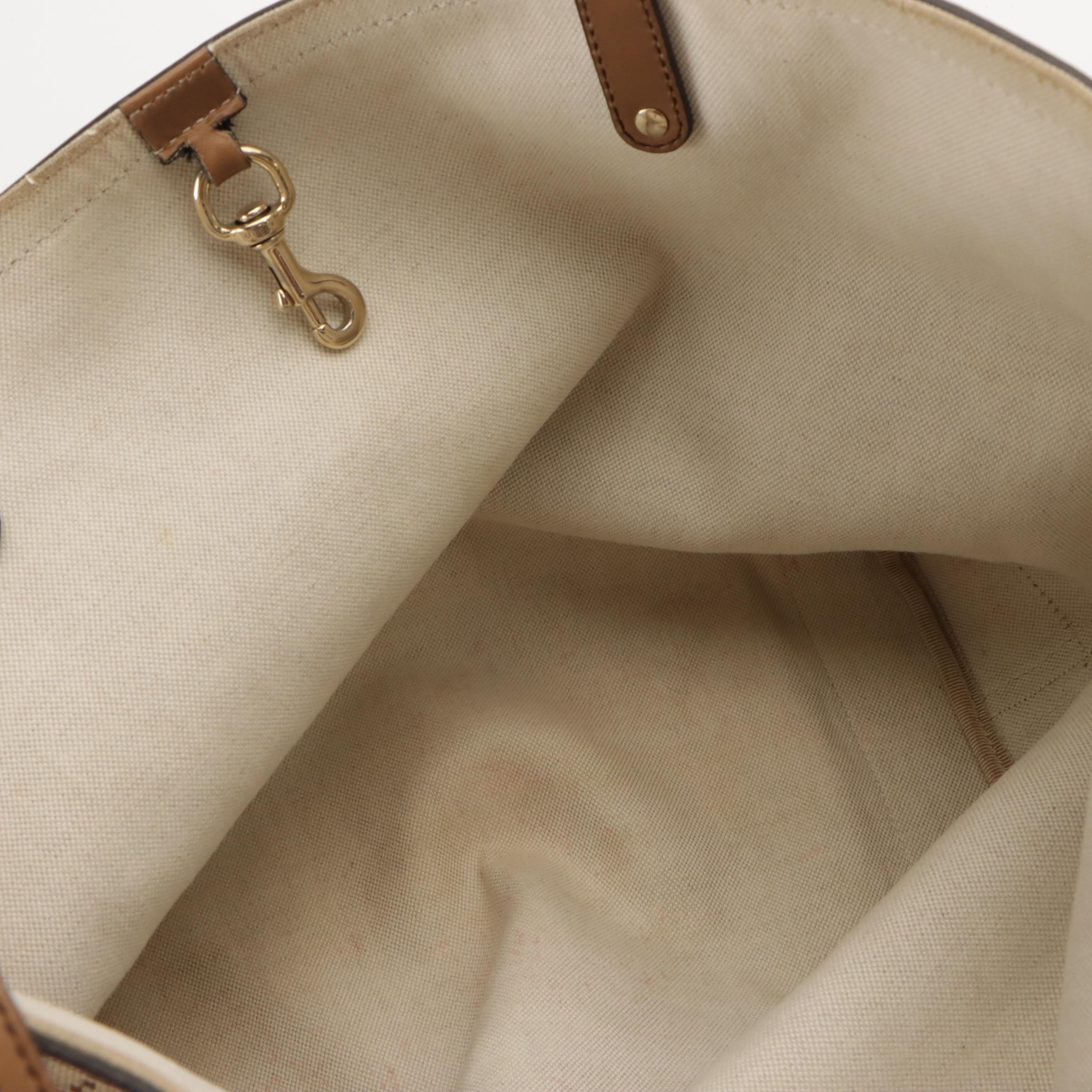 Gucci Craft Tote in GG Canvas and Mocha Brown Calfskin Leather