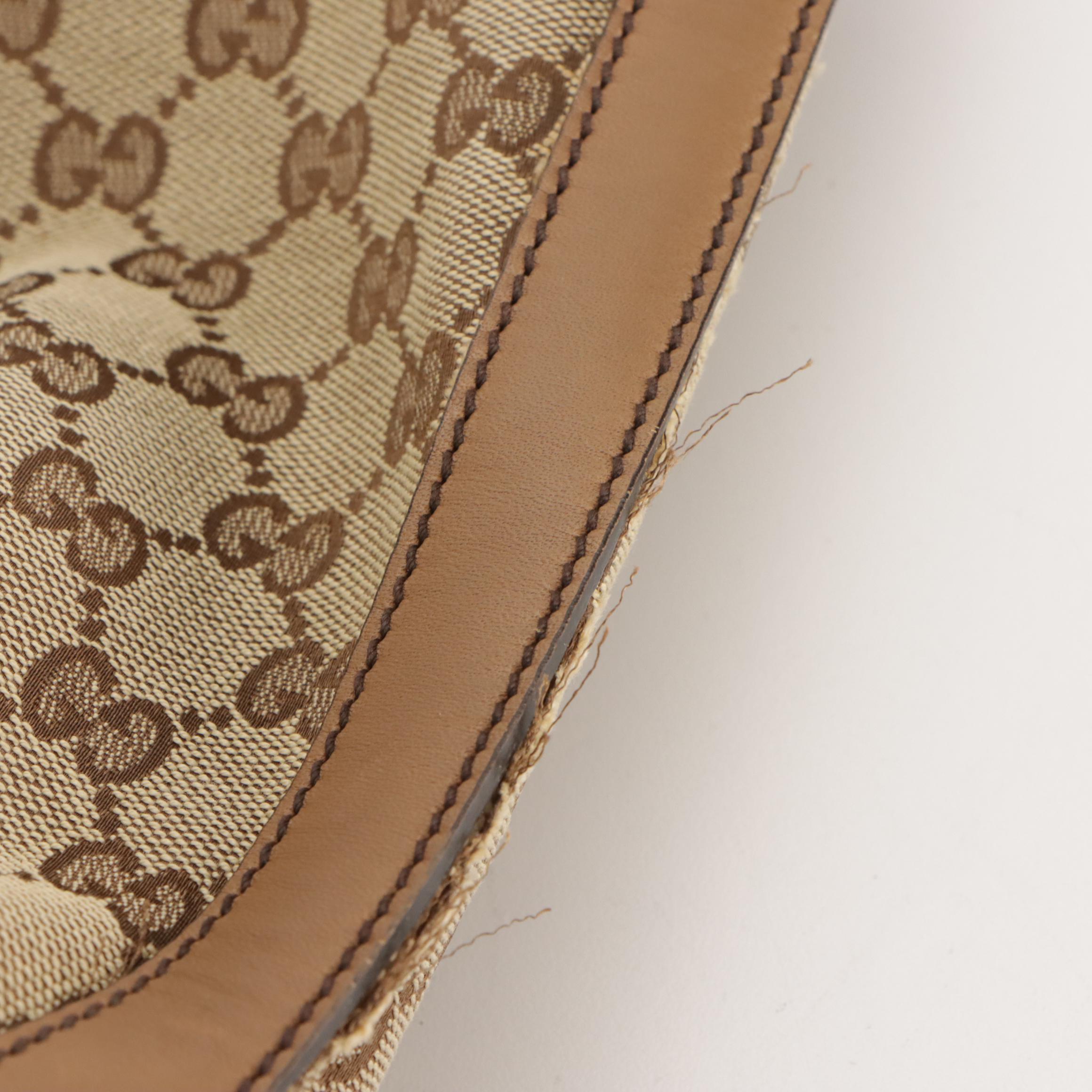 Gucci Craft Tote in GG Canvas and Mocha Brown Calfskin Leather