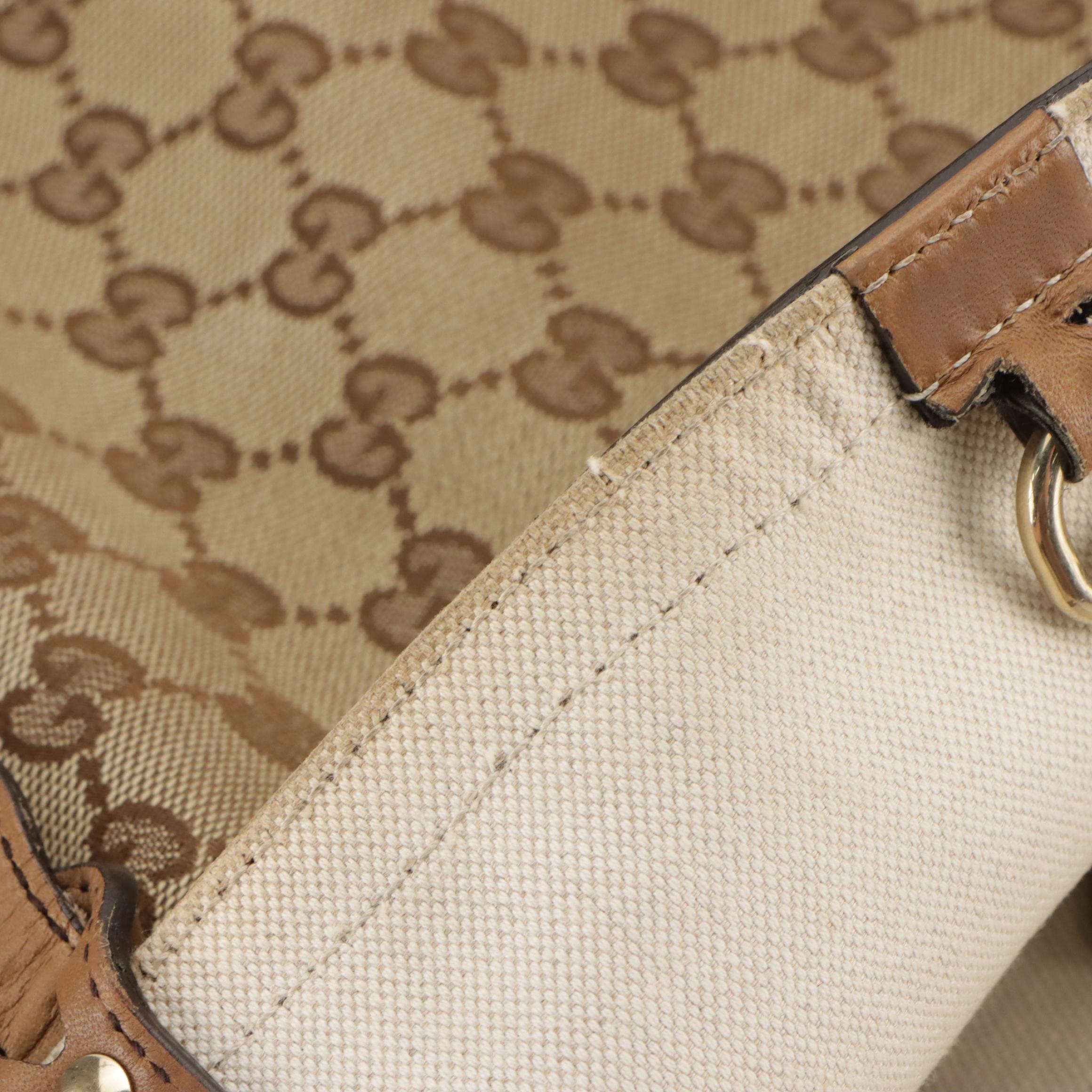 Gucci Craft Tote in GG Canvas and Mocha Brown Calfskin Leather