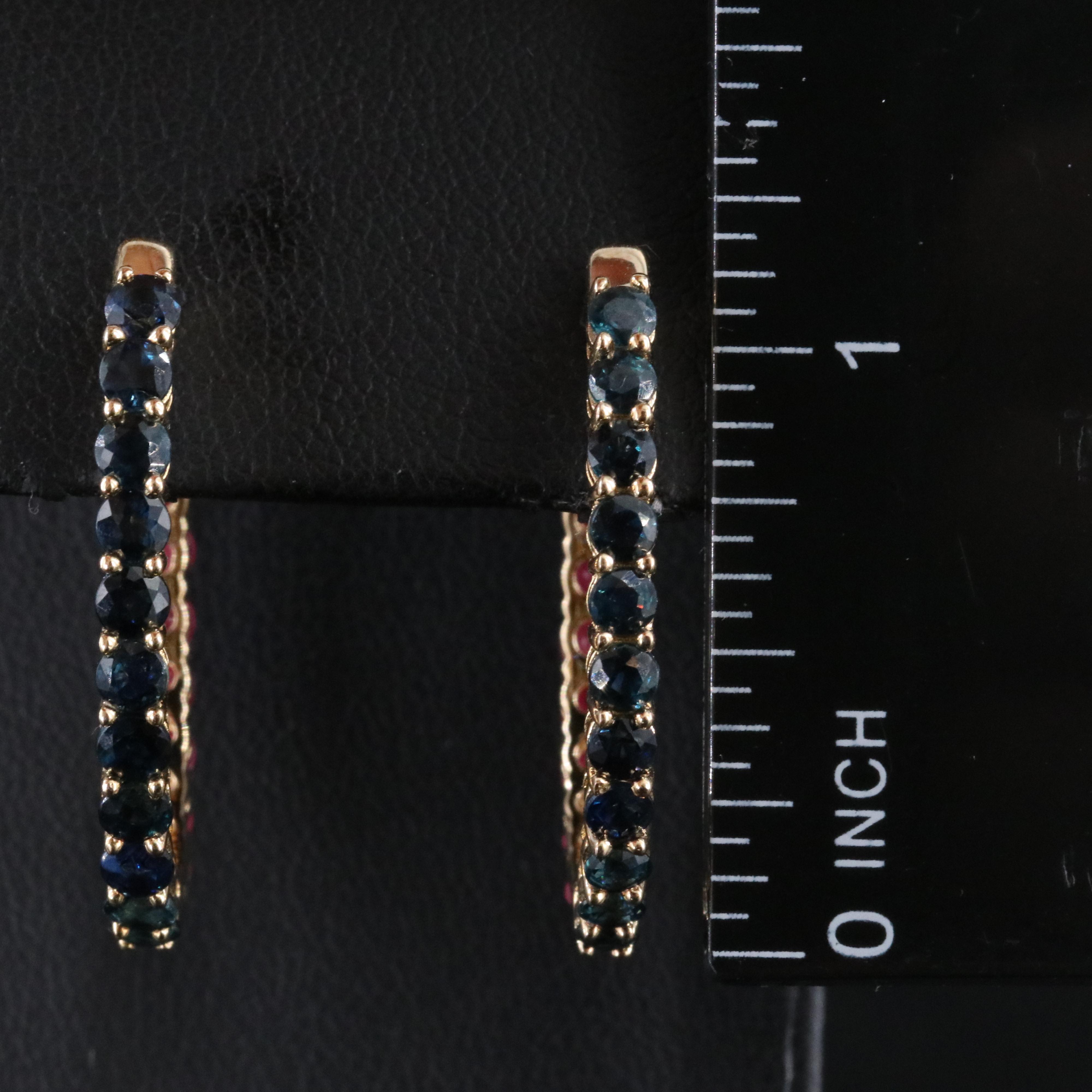 Sterling Reversible Ruby and Sapphire Hoop Earrings