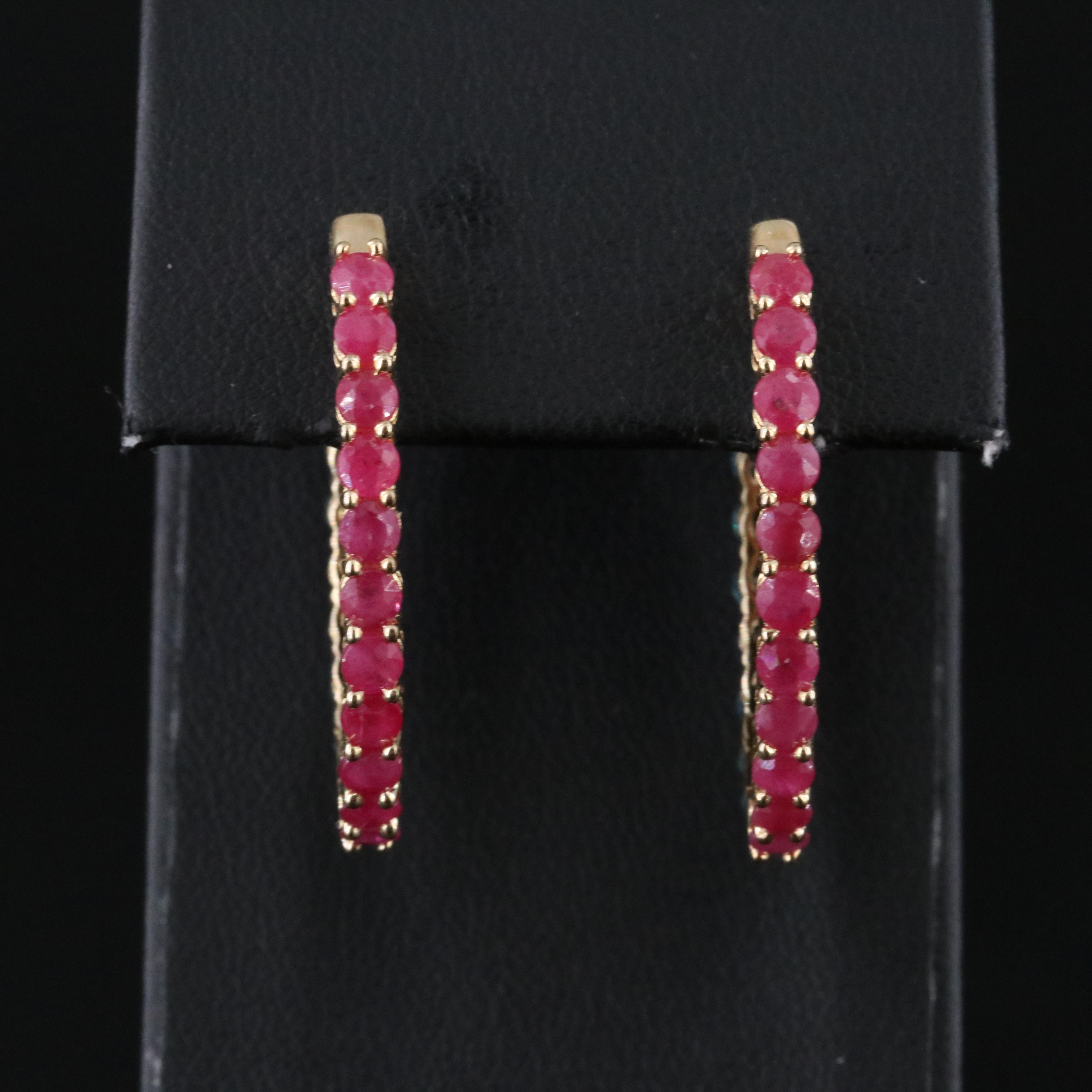Sterling Reversible Ruby and Sapphire Hoop Earrings
