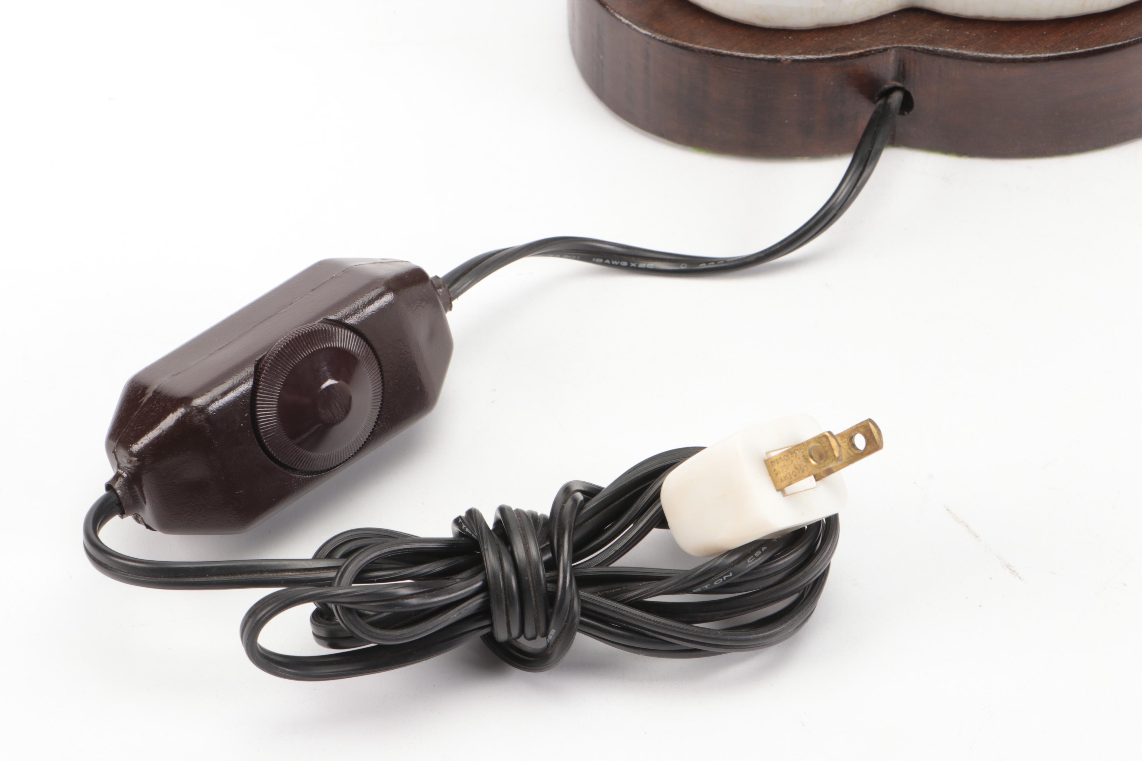 Chinese Porcelain Tea Caddy Table Lamp with Silk Shade