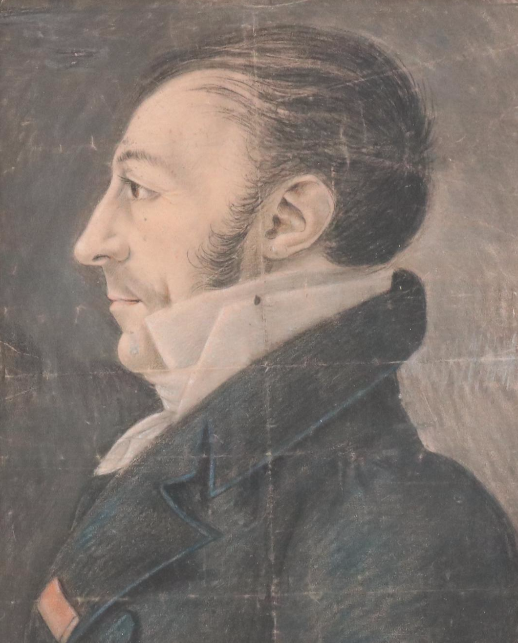 French Portrait Drawing of M. Coqueret, 19th Century