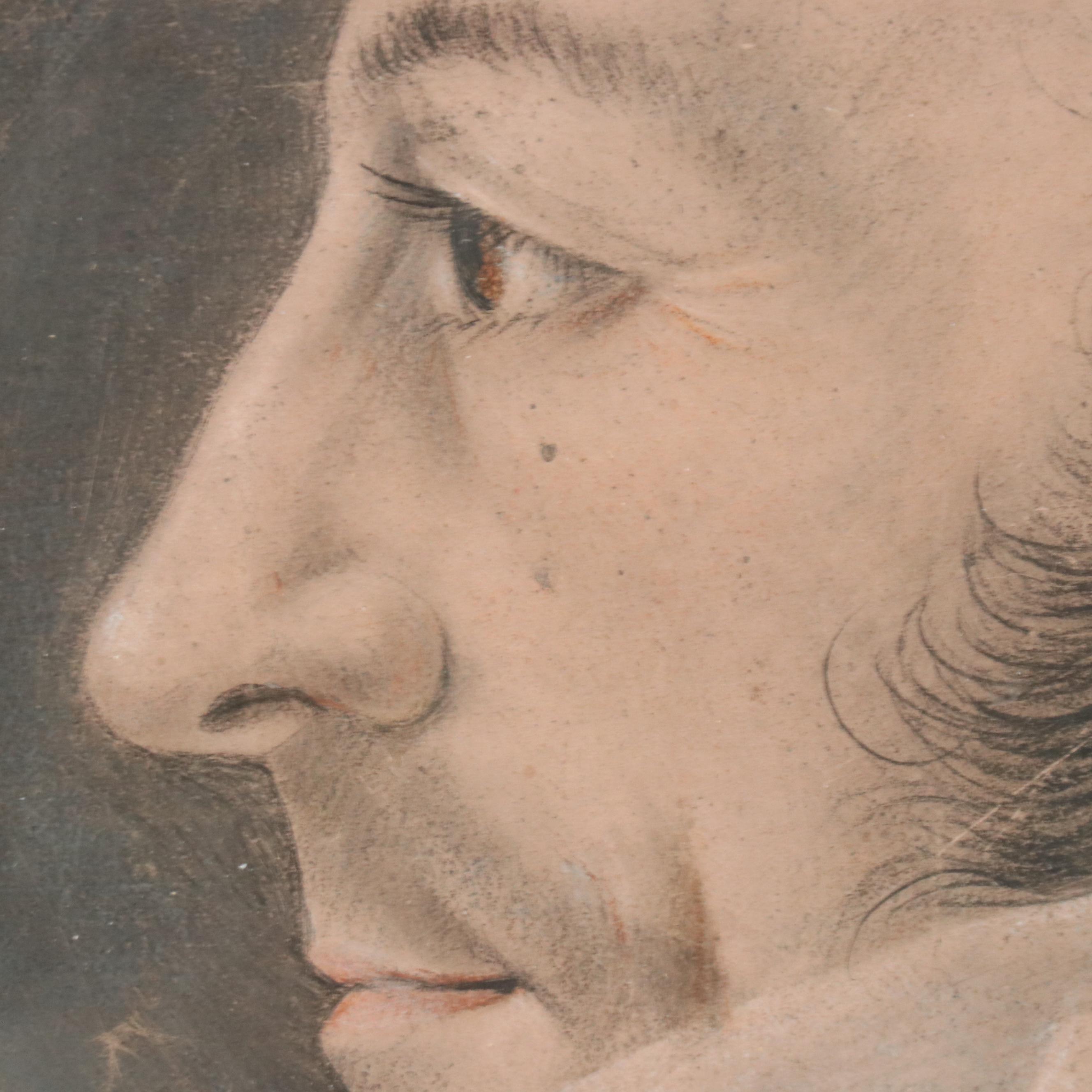 French Portrait Drawing of M. Coqueret, 19th Century