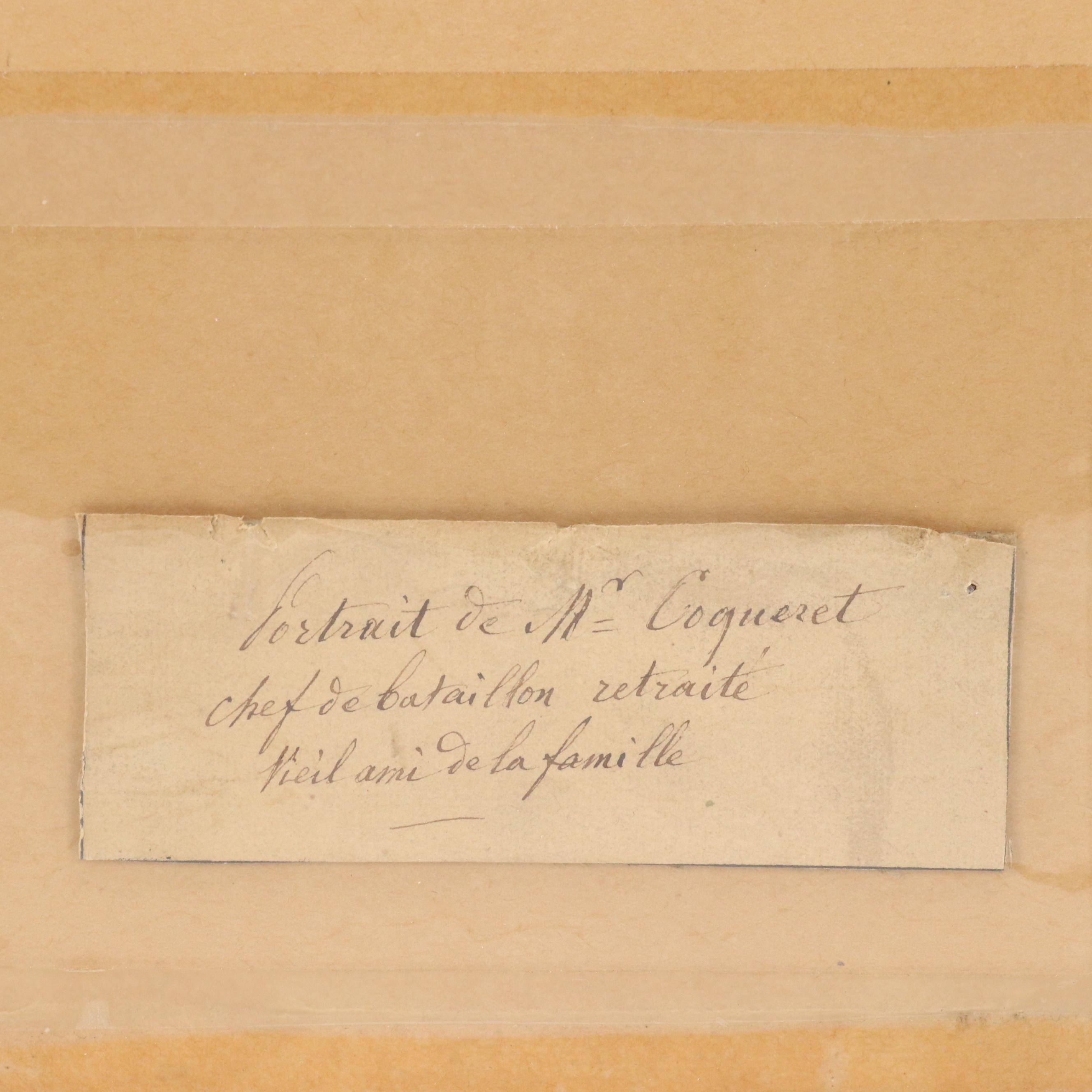 French Portrait Drawing of M. Coqueret, 19th Century