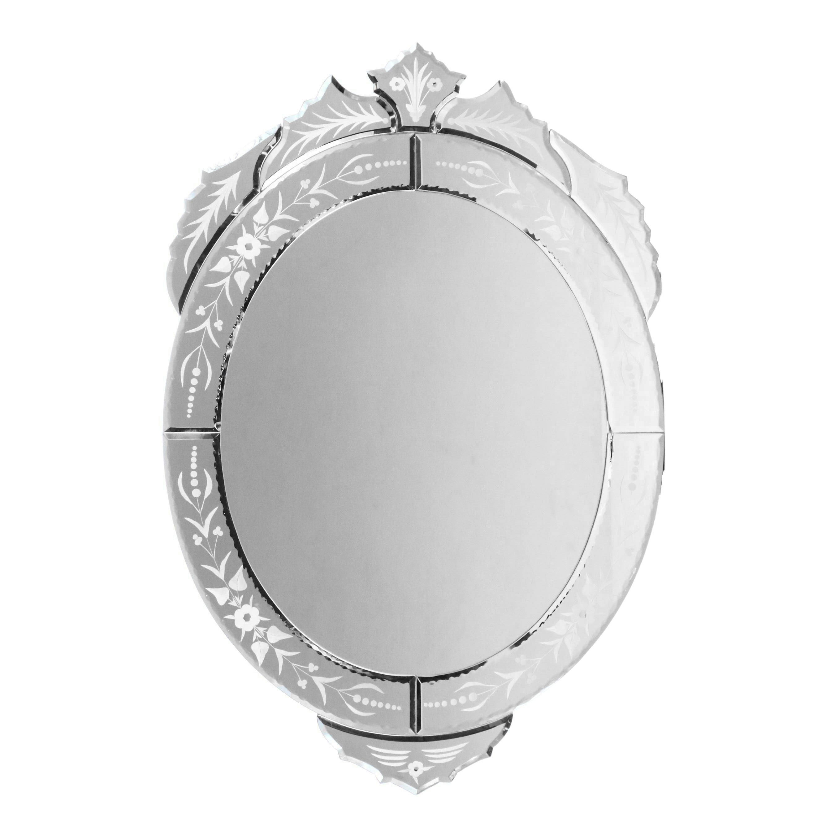 Venetian Style Etched and Beveled Glass Mirror, 20th Century