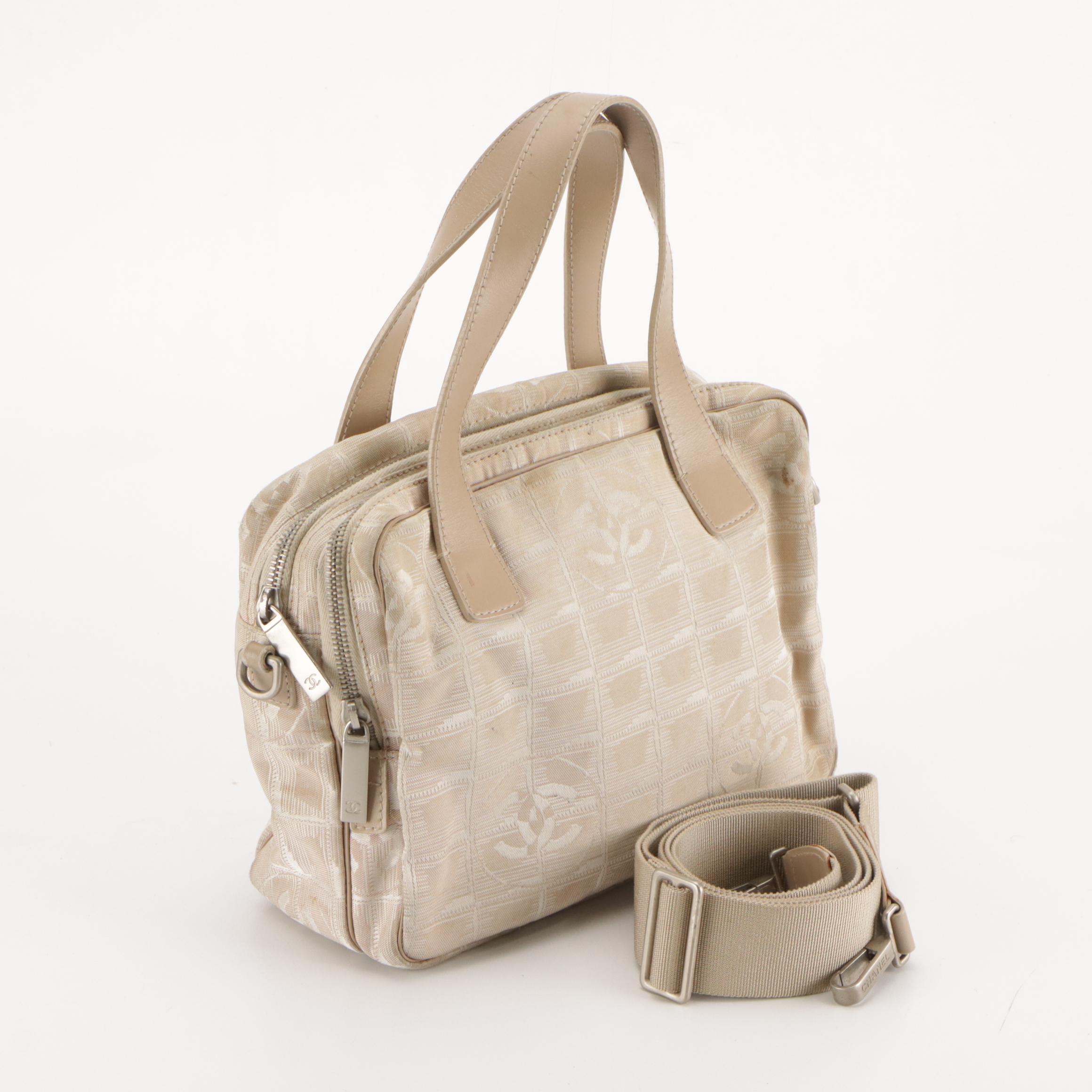 Chanel Beige Jacquard Travel Line Two-Way Bag