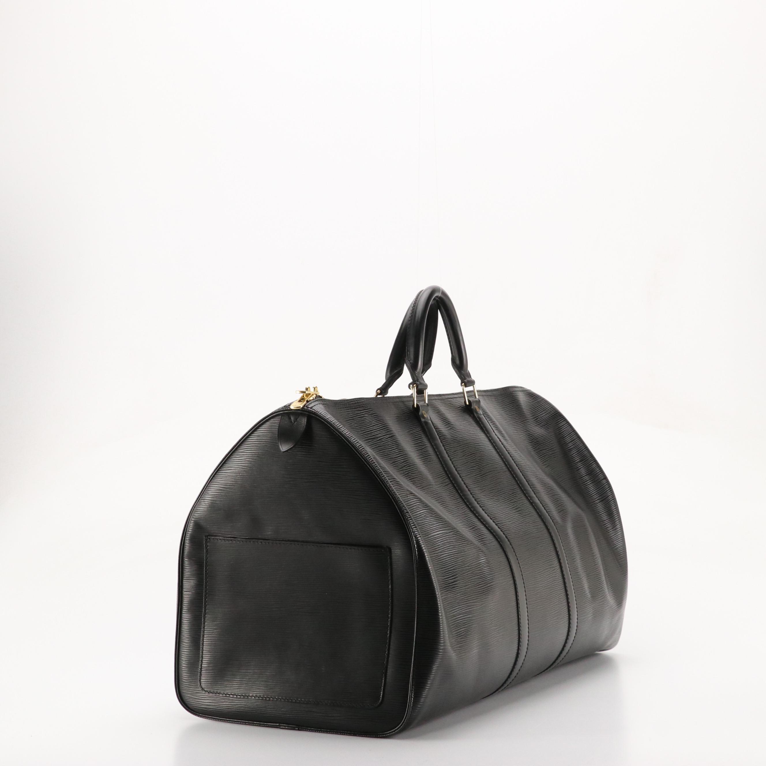 Louis Vuitton Keepall 55 Duffle Bag in Black Epi Leather