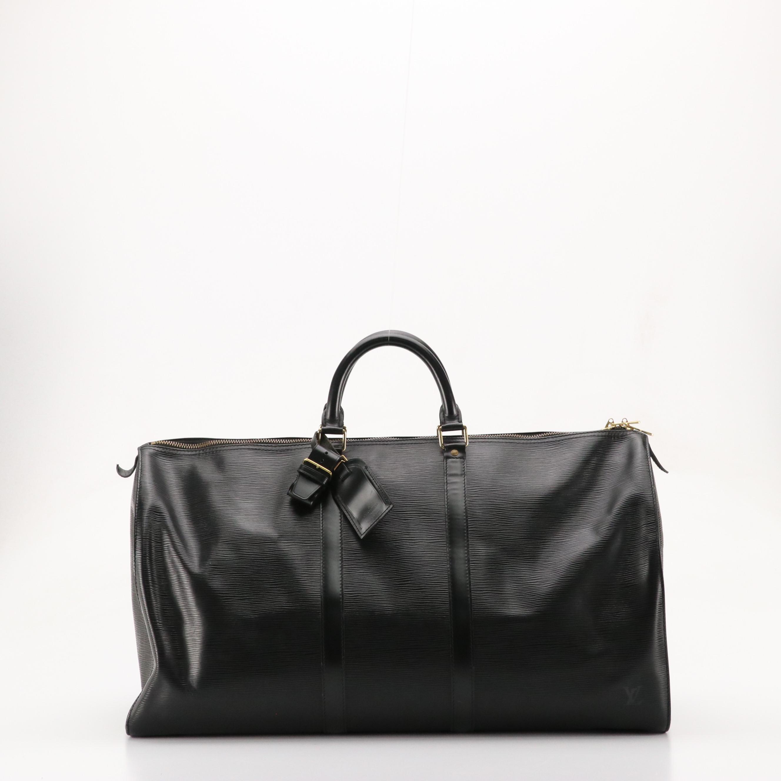 Louis Vuitton Keepall 55 Duffle Bag in Black Epi Leather