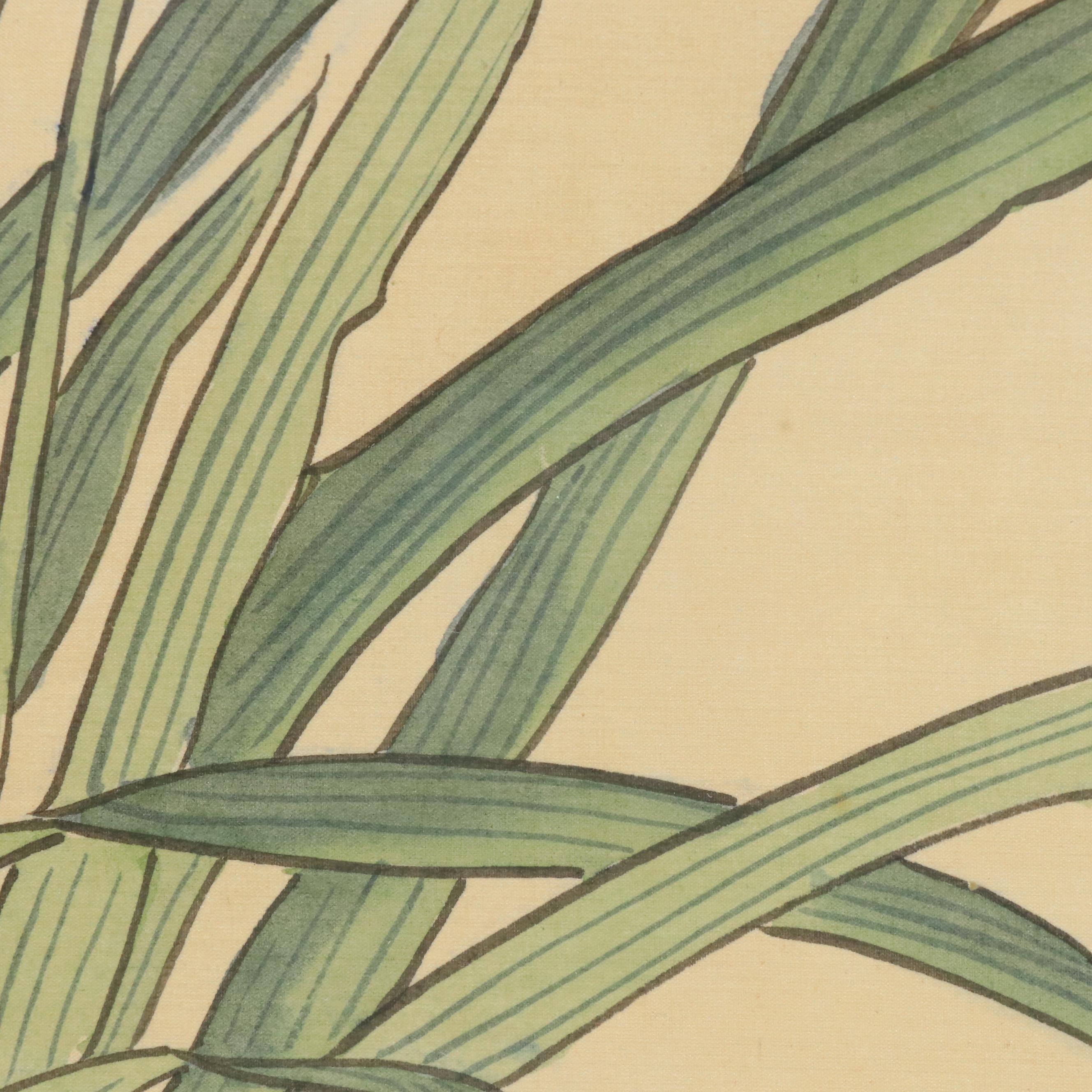 Chinese Painting on Silk of Lilies