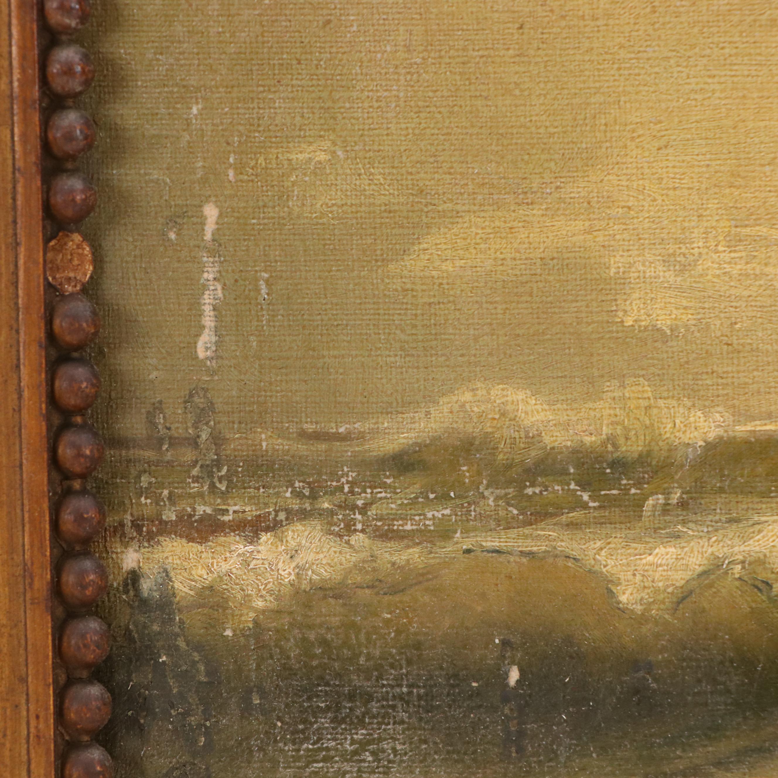 Anna Hunt Reproduction Seascape Oil Painting of Tumultuous Waves, 1903