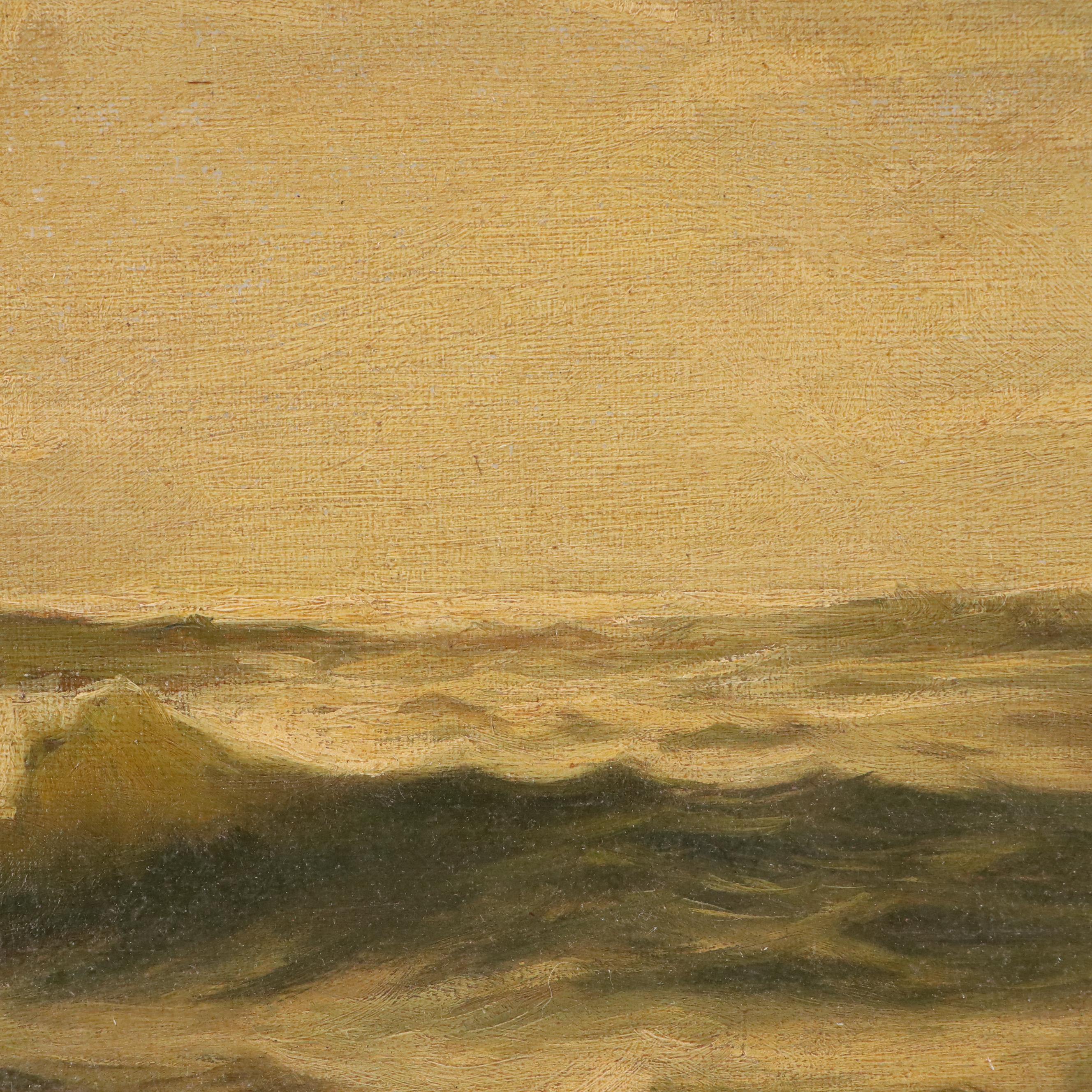 Anna Hunt Reproduction Seascape Oil Painting of Tumultuous Waves, 1903