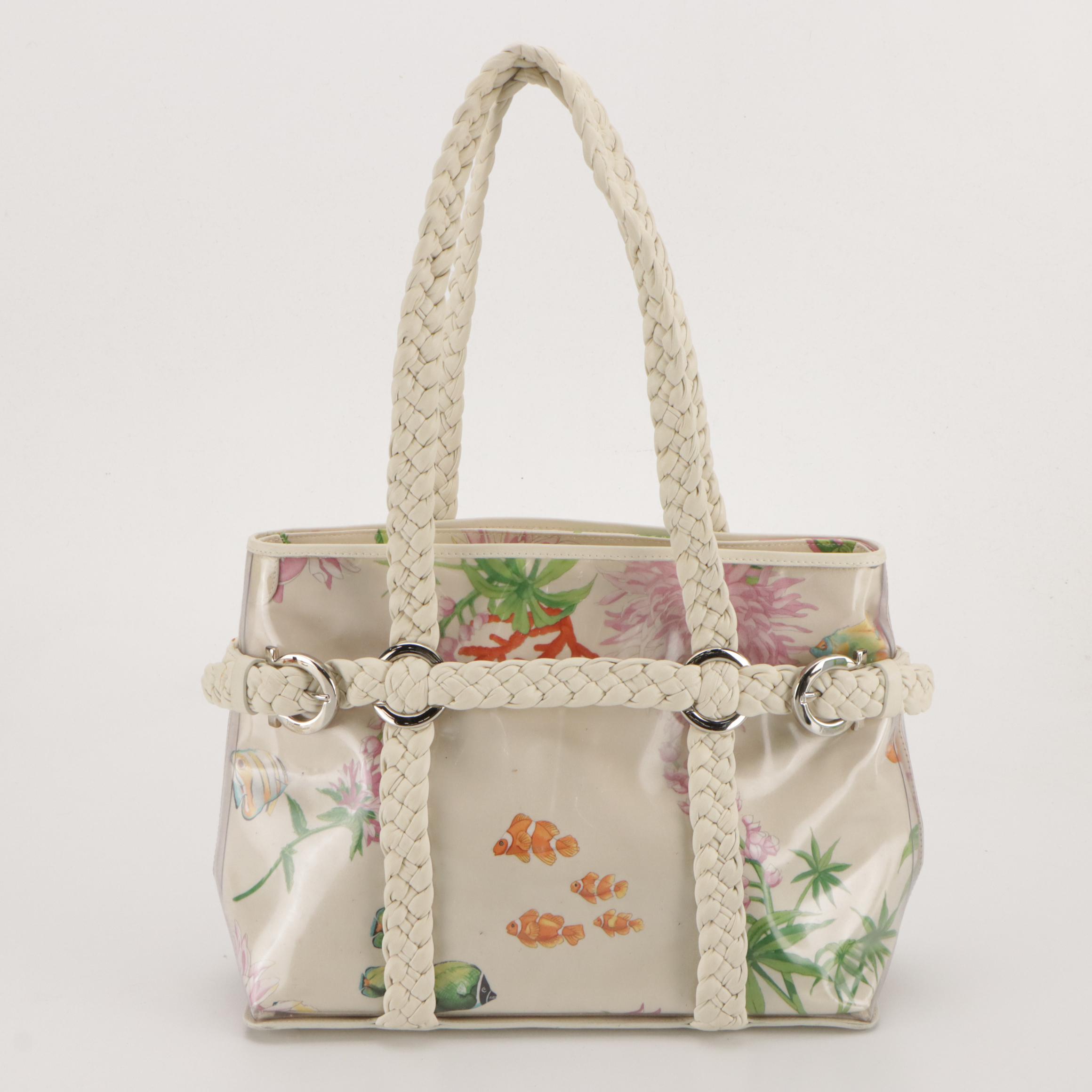 Salvatore Ferragamo Floral Fish Printed Clear PVC and Eric Javits Shoulder Bags