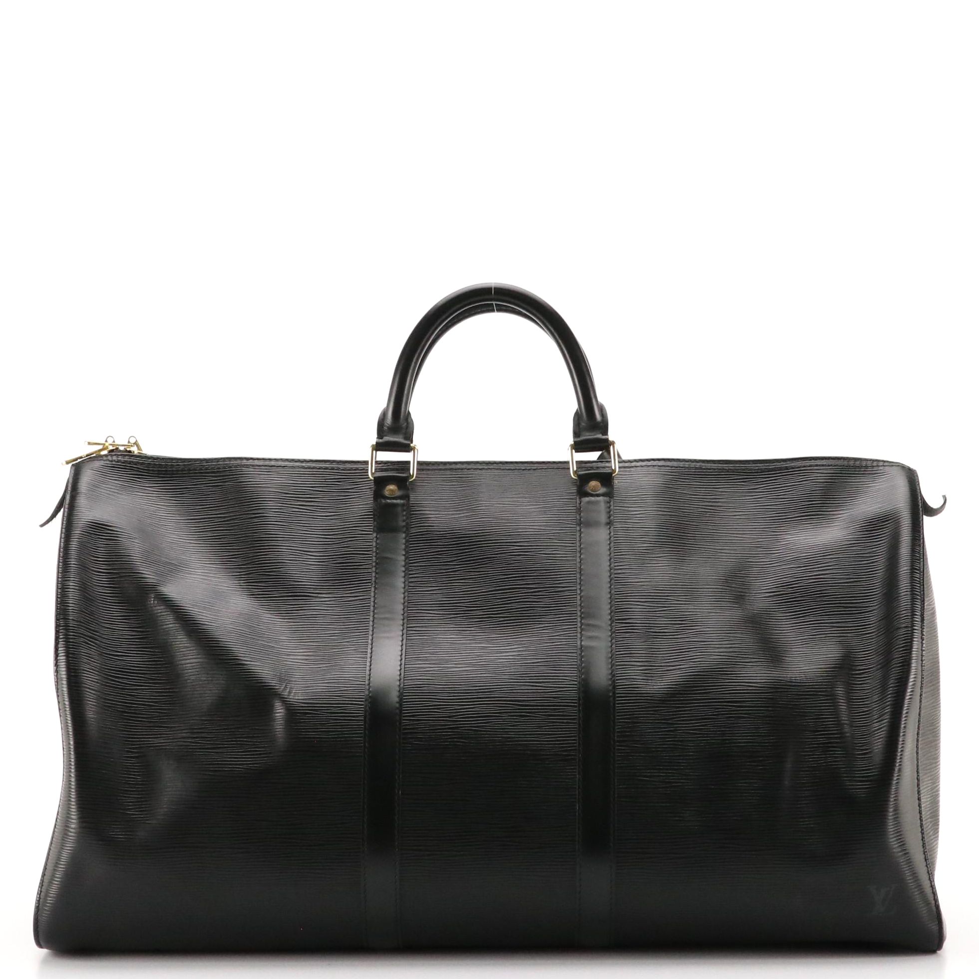 Louis Vuitton Keepall 55 Duffle Bag in Black Epi Leather