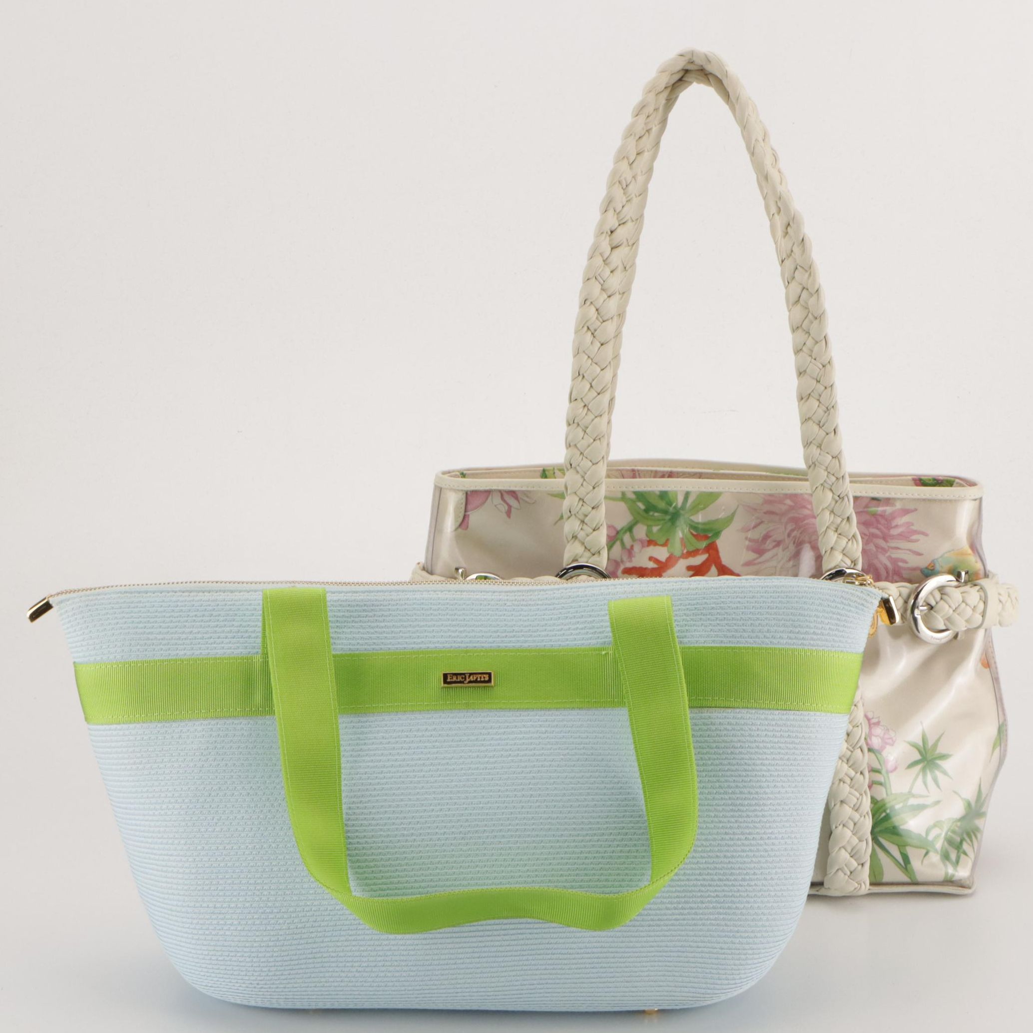 Salvatore Ferragamo Floral Fish Printed Clear PVC and Eric Javits Shoulder Bags