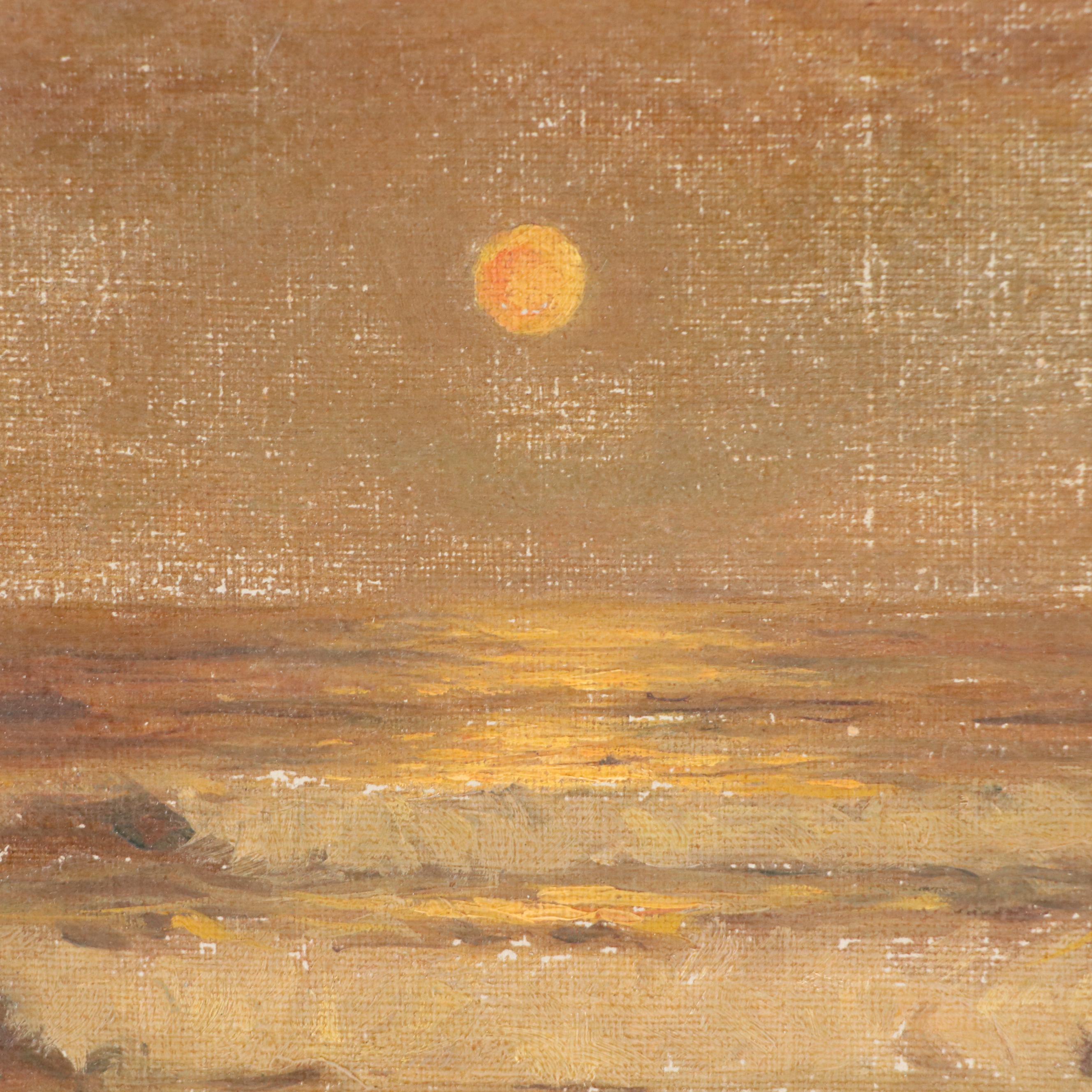 Anna Hunt Reproduction Nocturne Seascape Oil Painting of Waves, 1903