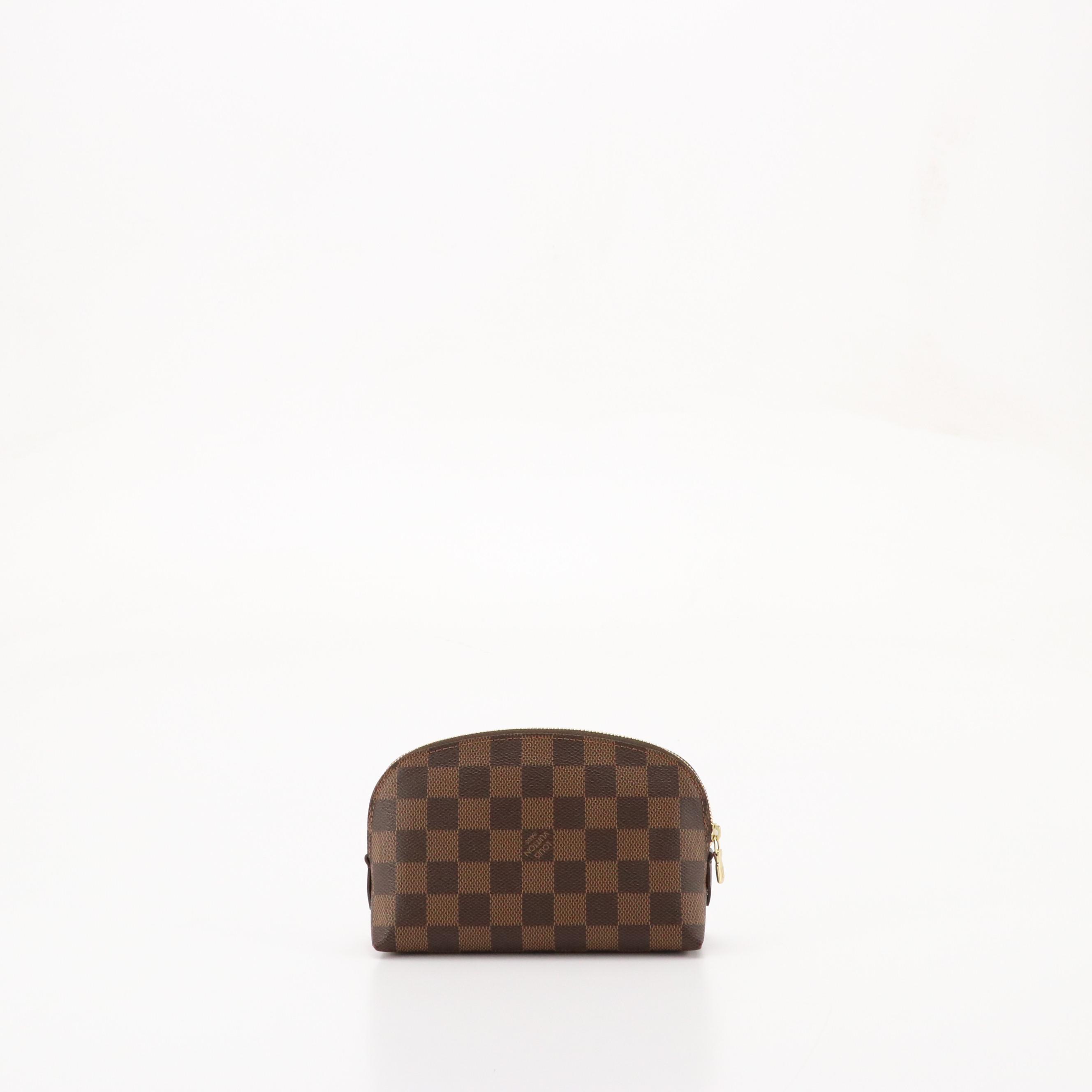 Louis Vuitton Cosmetic Zip Pouch in Damier Ebene Canvas, With Box
