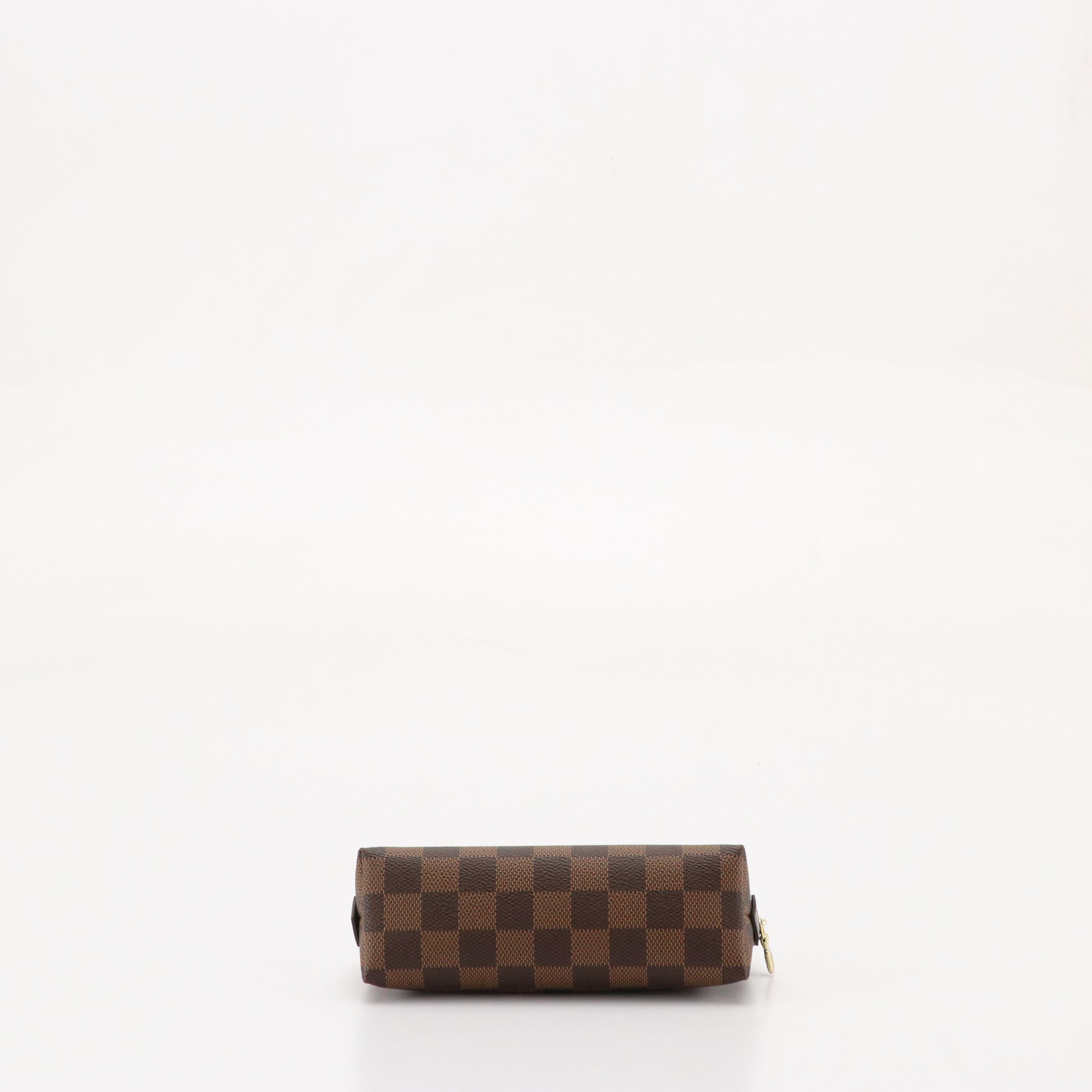 Louis Vuitton Cosmetic Zip Pouch in Damier Ebene Canvas, With Box