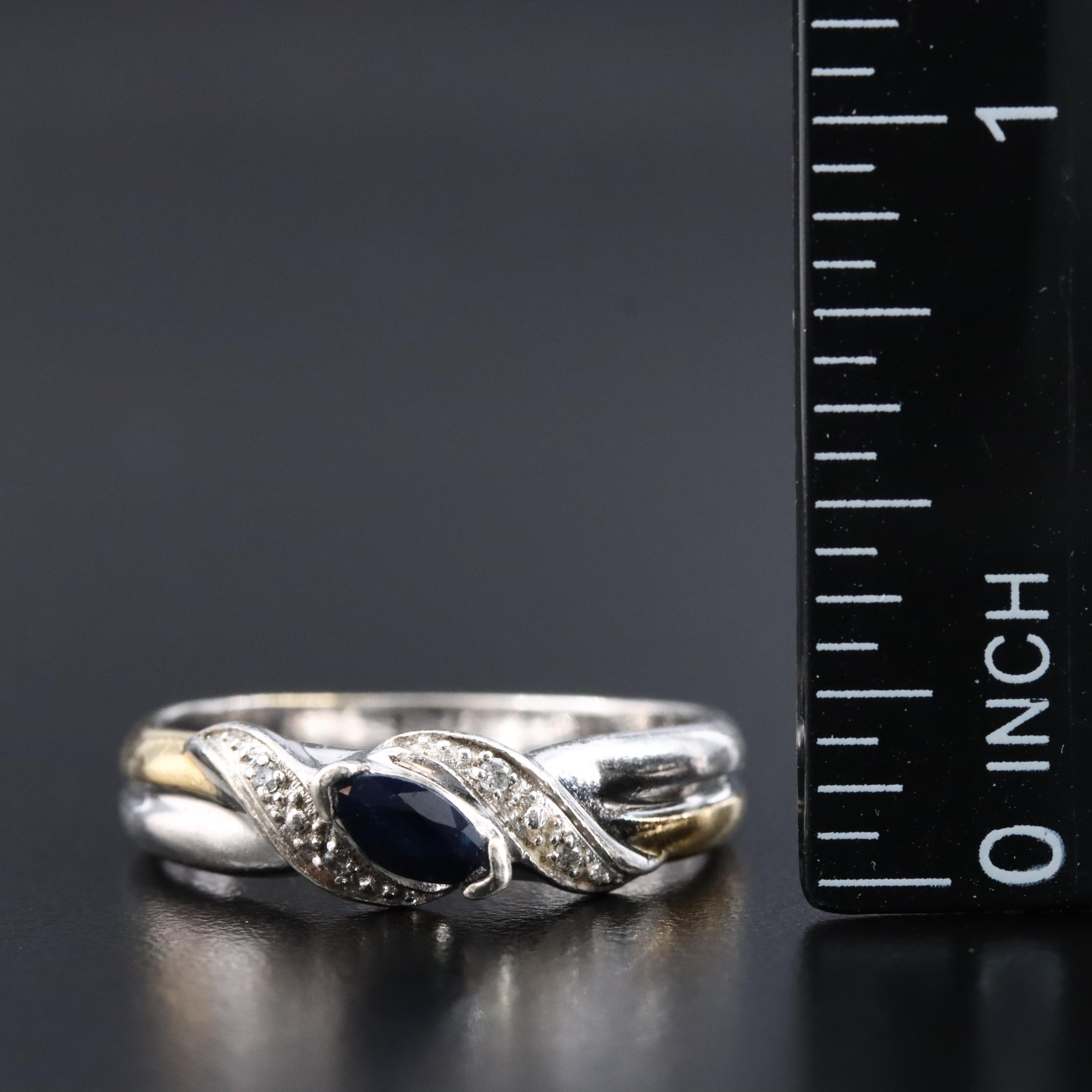 Sterling Sapphire and Diamond Ring