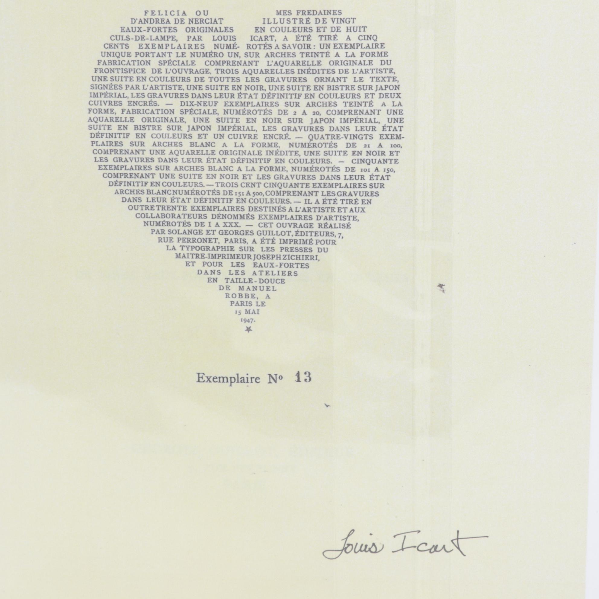 Louis Icart Erotic Etching from "Felicia ou Mes Fredaines"