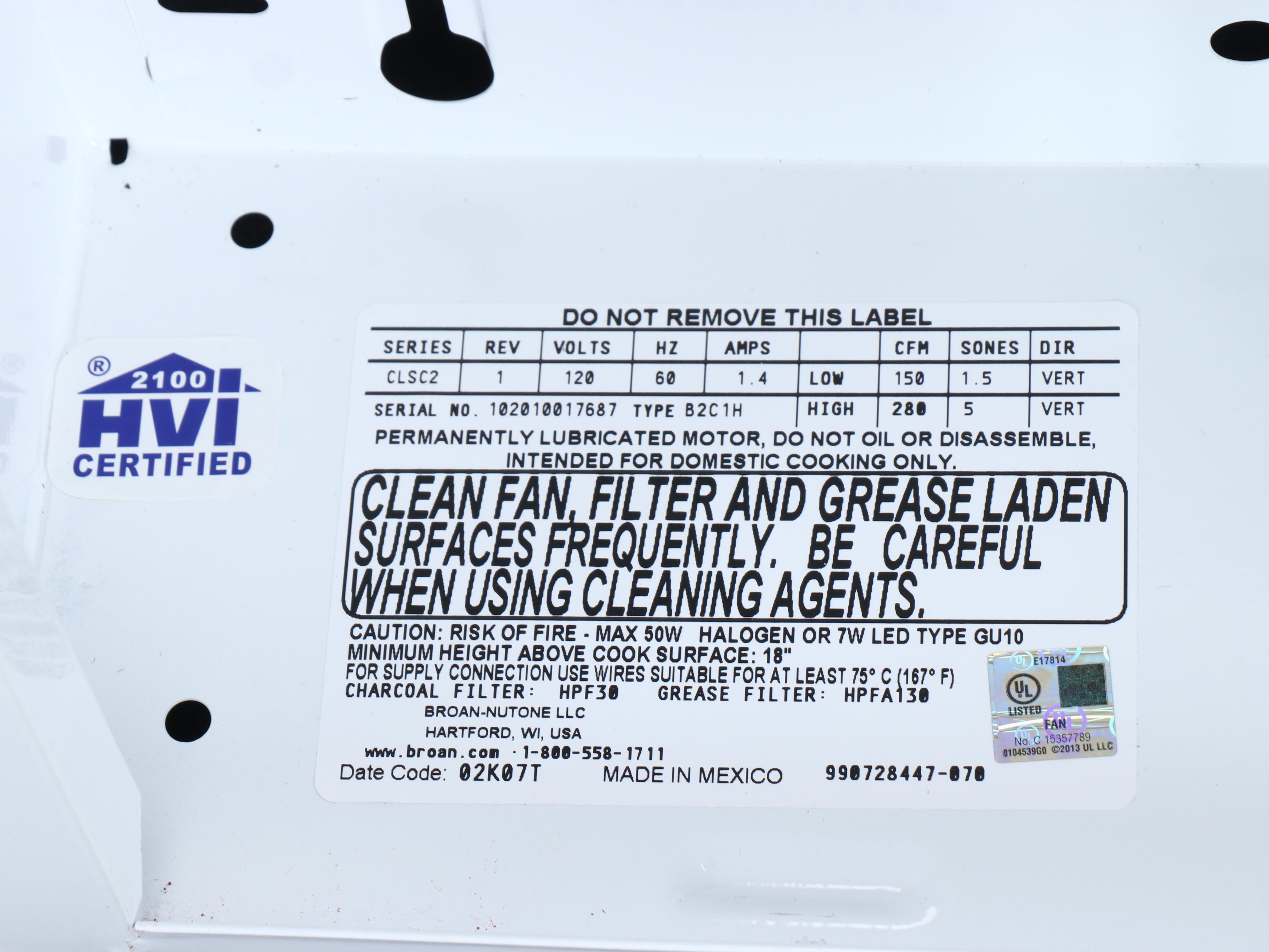 Broan Wall-Mounted Chimney Range Hood