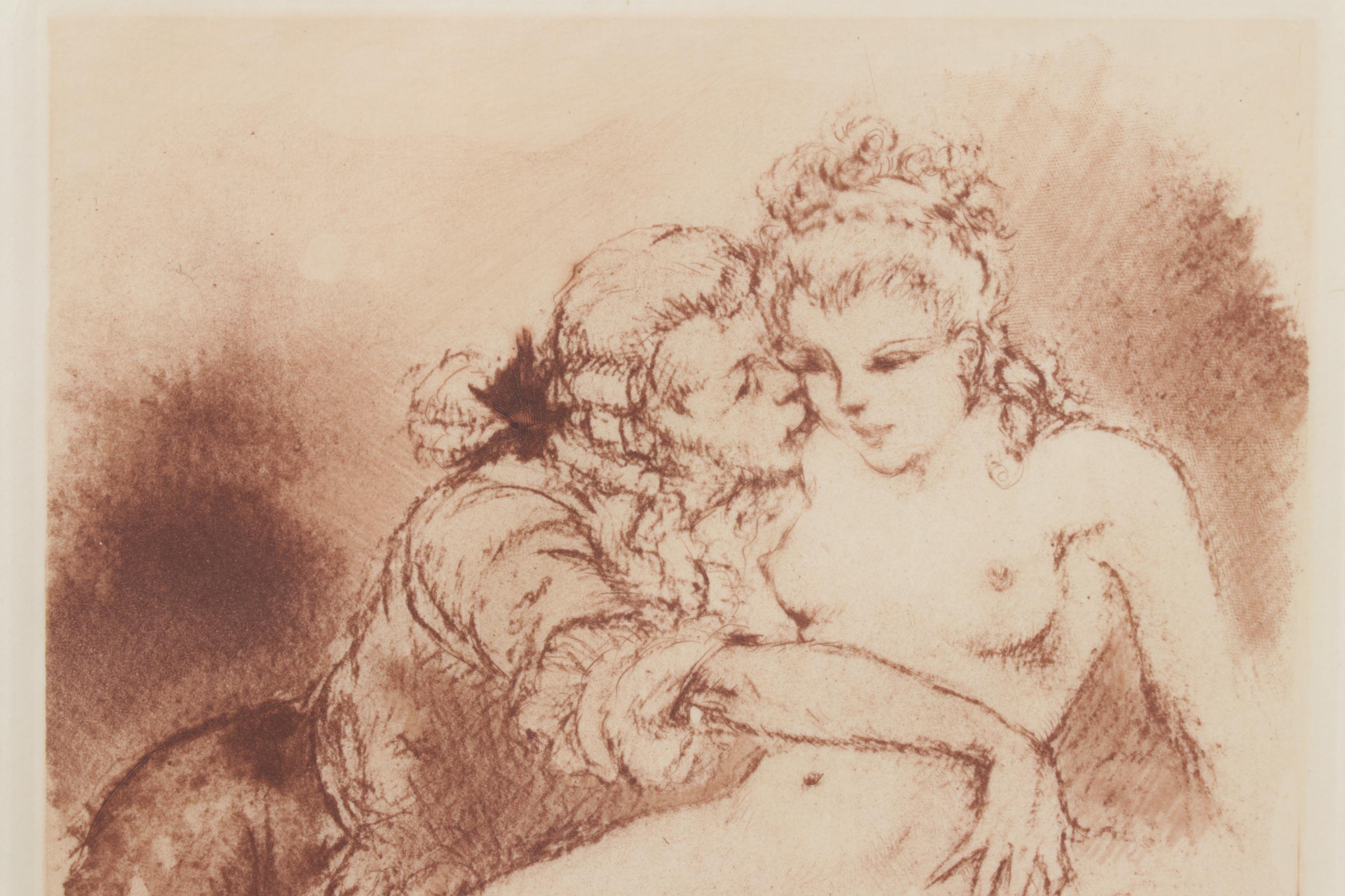 Louis Icart Etching "Sweet Nothings" from "Felicia ou Mes Fredaines"