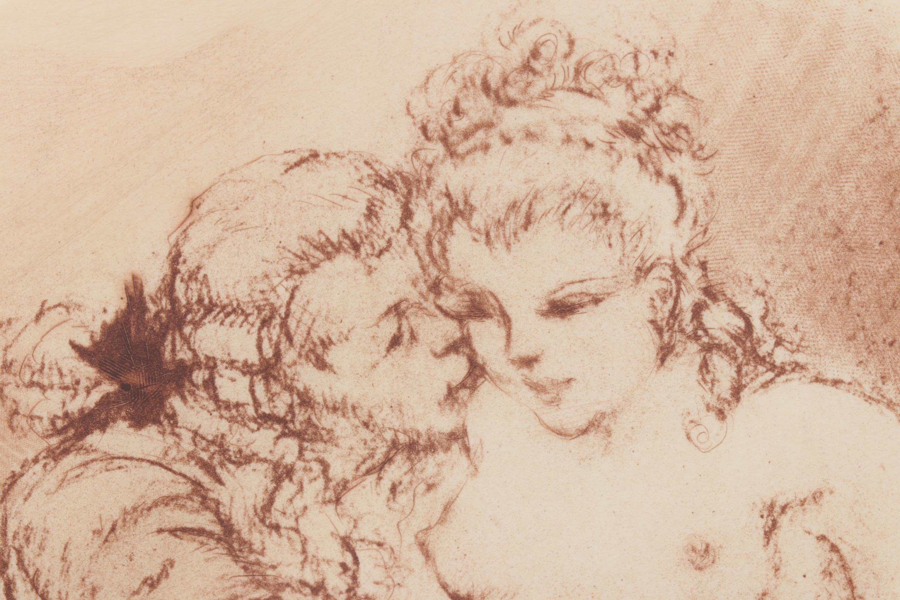 Louis Icart Etching "Sweet Nothings" from "Felicia ou Mes Fredaines"