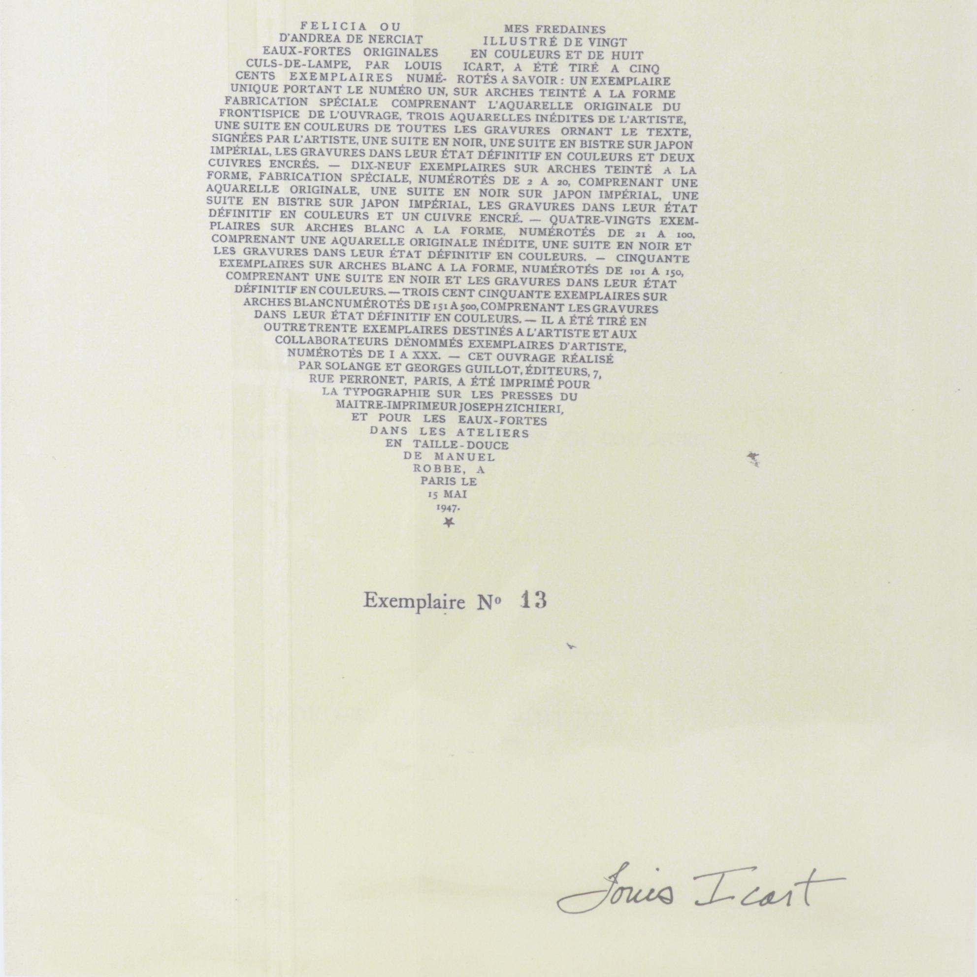 Louis Icart Etching "Sweet Nothings" from "Felicia ou Mes Fredaines"