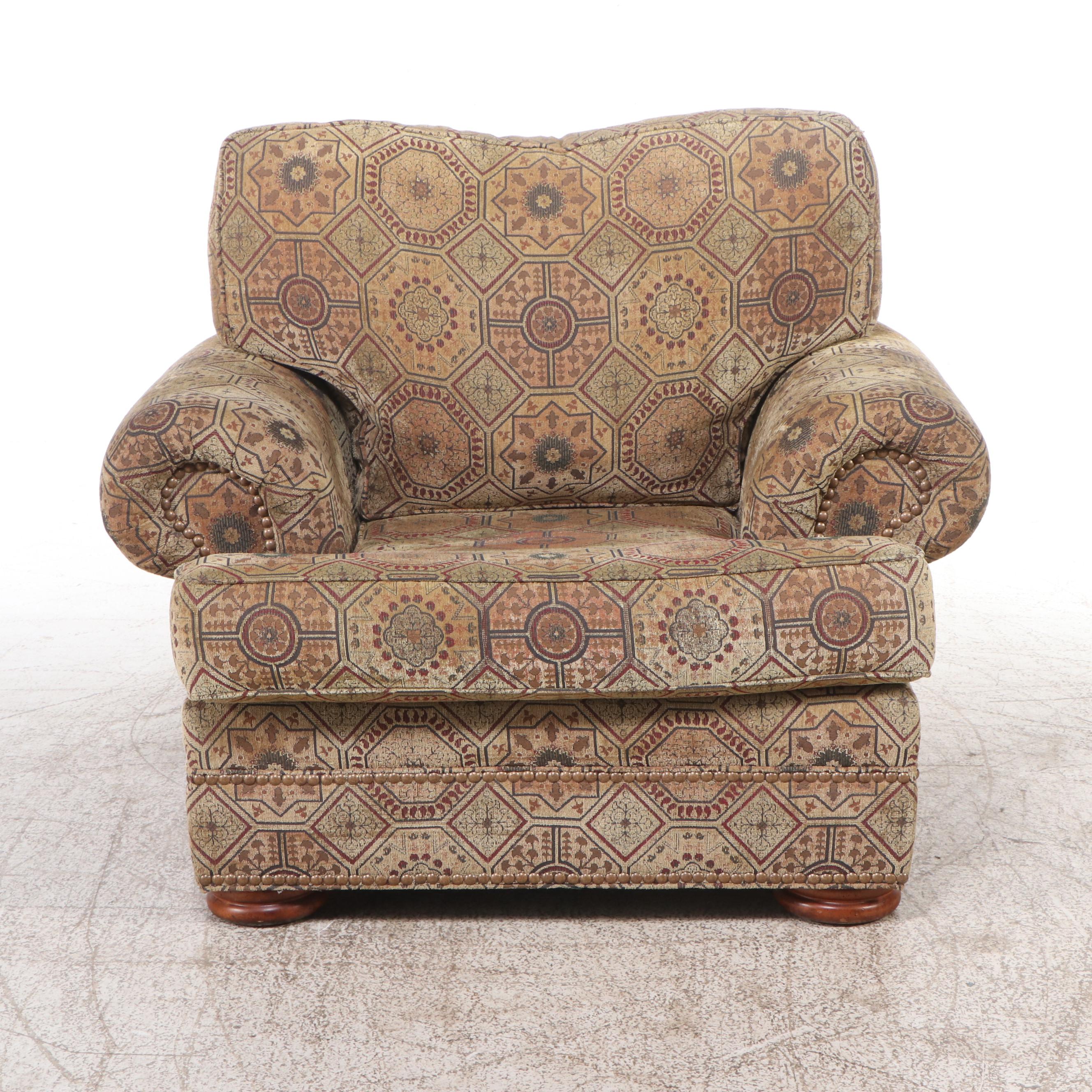 Thomasville Over-Sized Upholstered Armchair and Ottoman, 2005