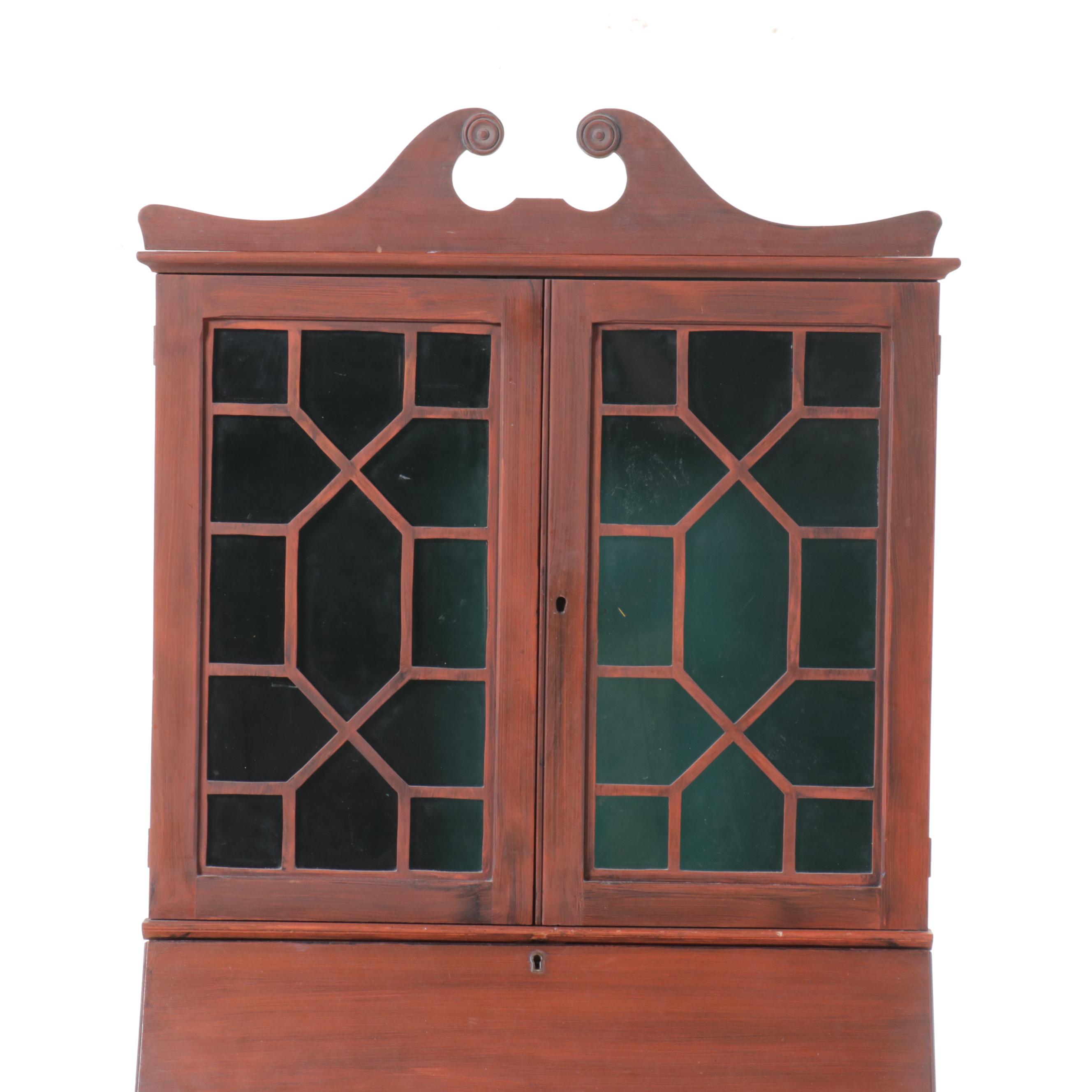 Chippendale Style Mahogany Secretary Desk, Early to Mid-20th Century