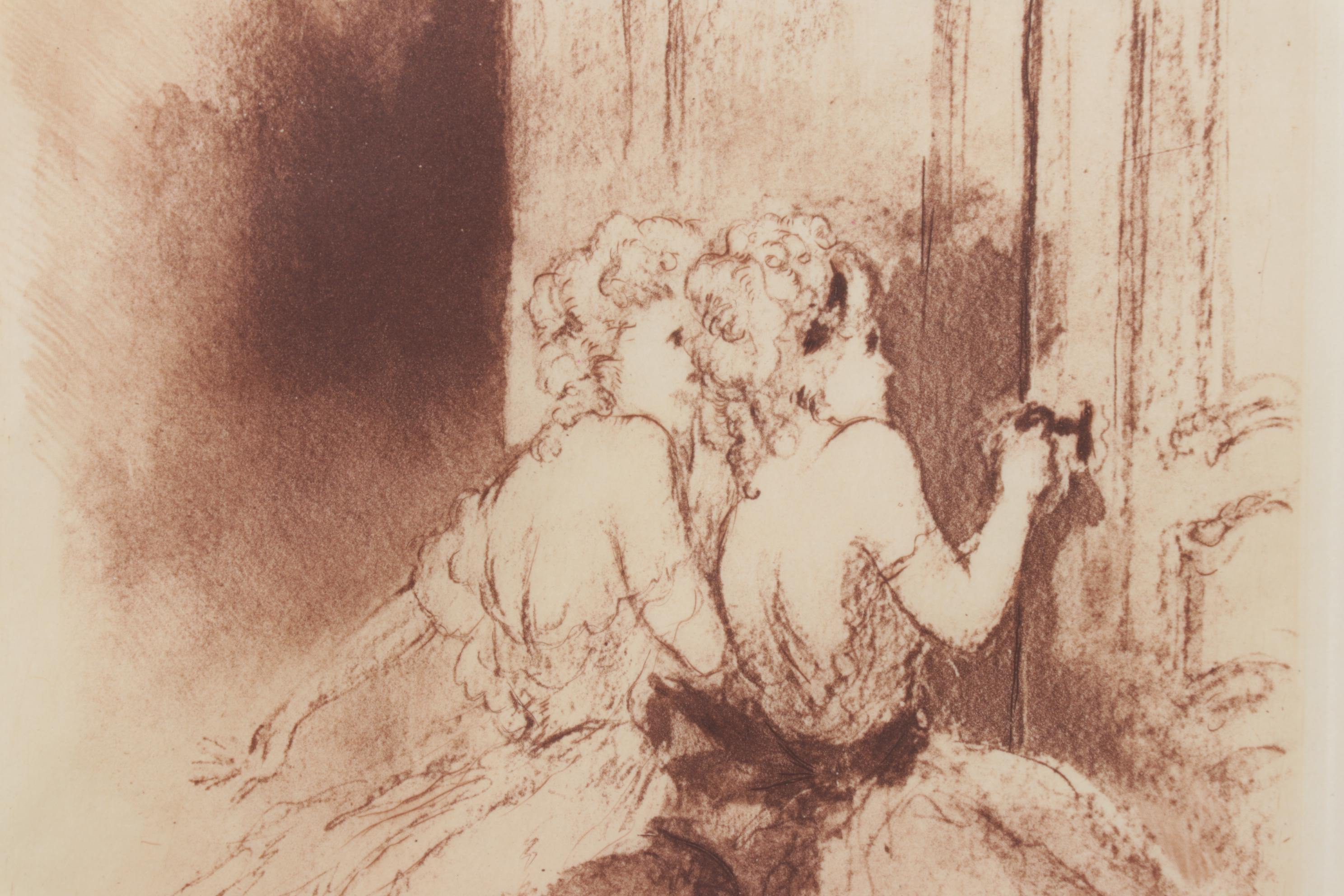 Louis Icart Etching "Keyhole Peeping" from "Felicia ou Mes Fredaines"