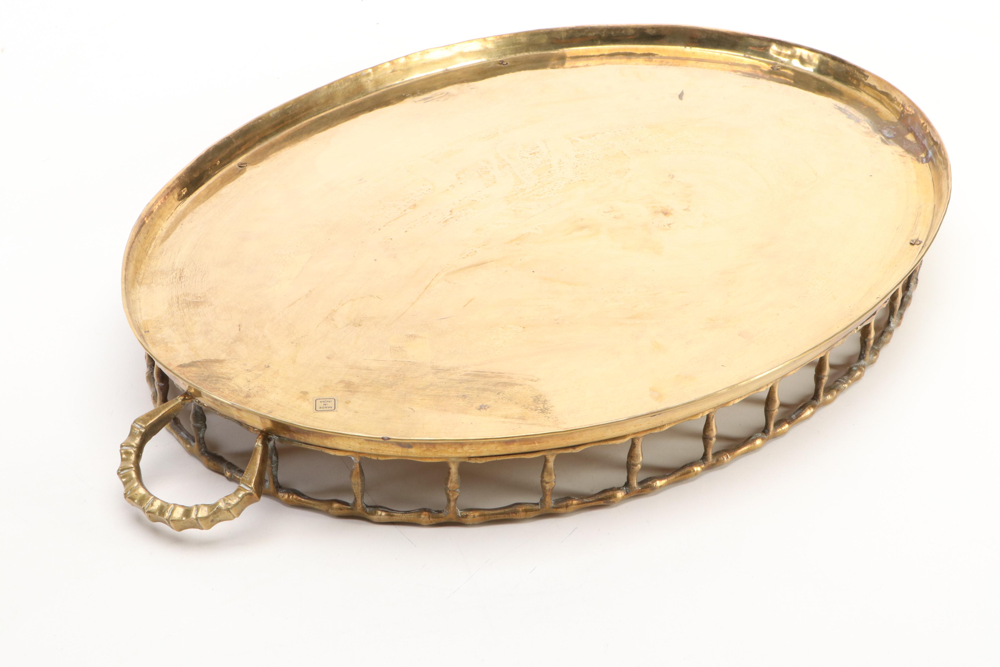 Somayaki Gilt and Crackle Ceramic Cups with Bamboo Pattern Tray