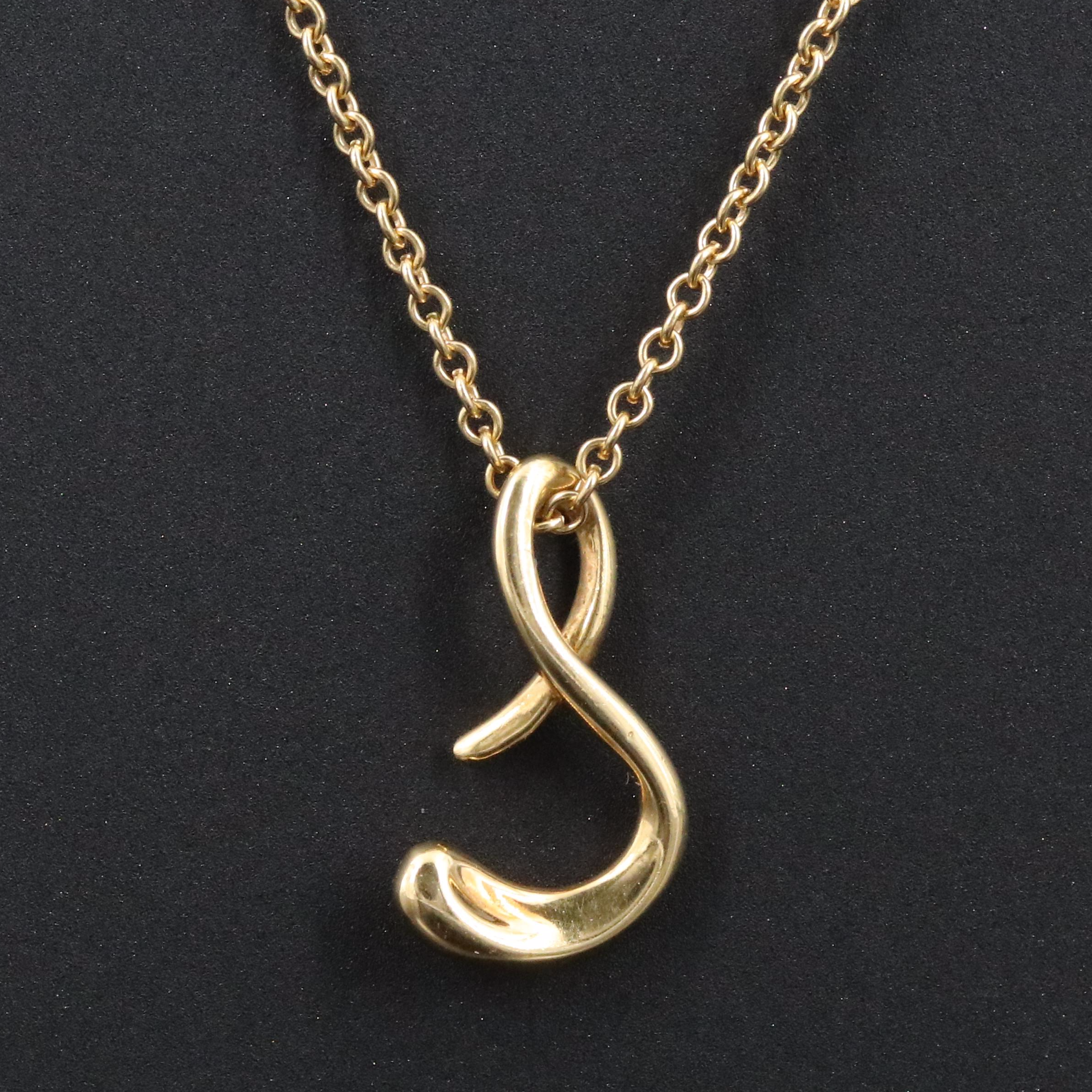 Elsa Peretti for Tiffany & Co. 18K Alphabet Letter "S" Initial Pendant Necklace