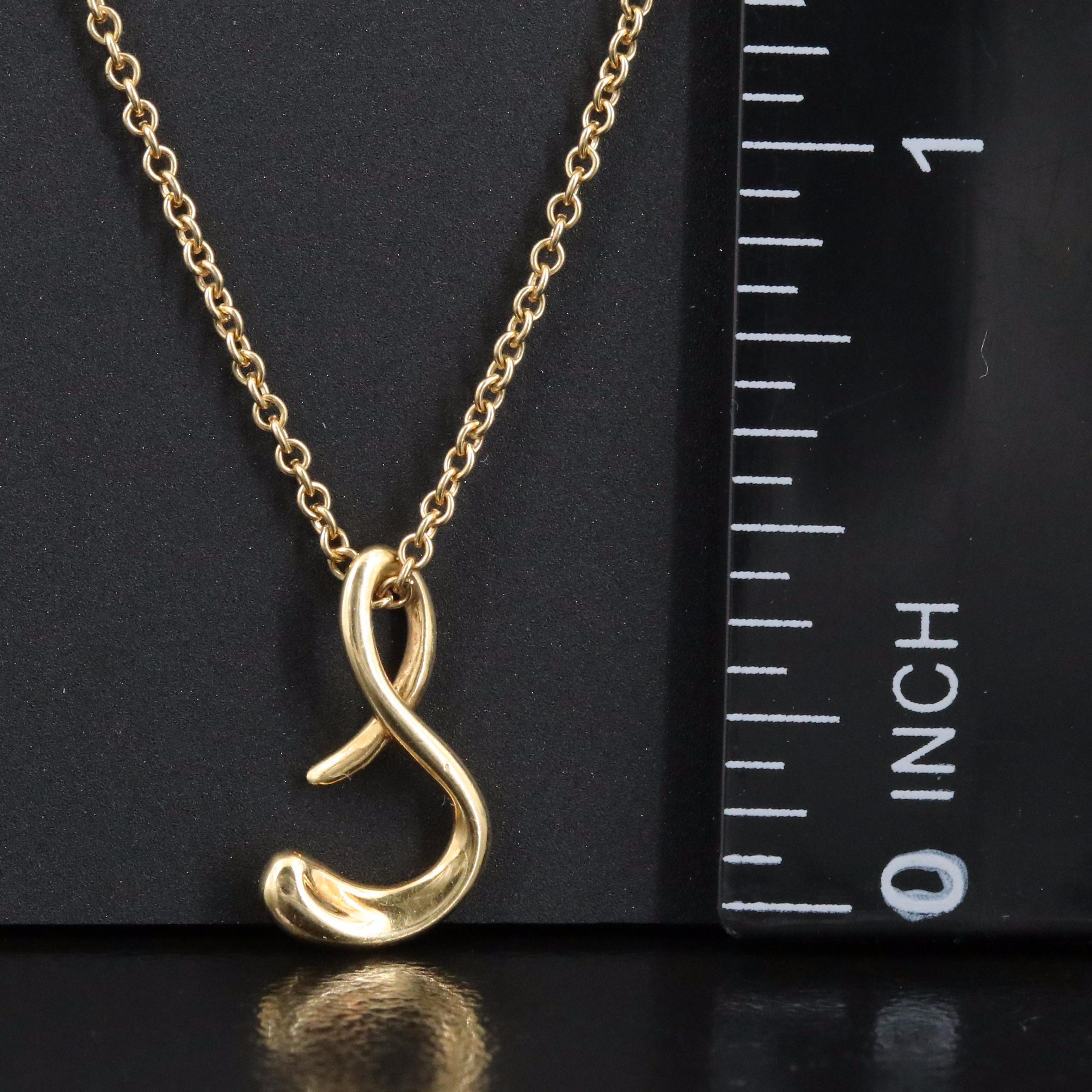 Elsa Peretti for Tiffany & Co. 18K Alphabet Letter "S" Initial Pendant Necklace