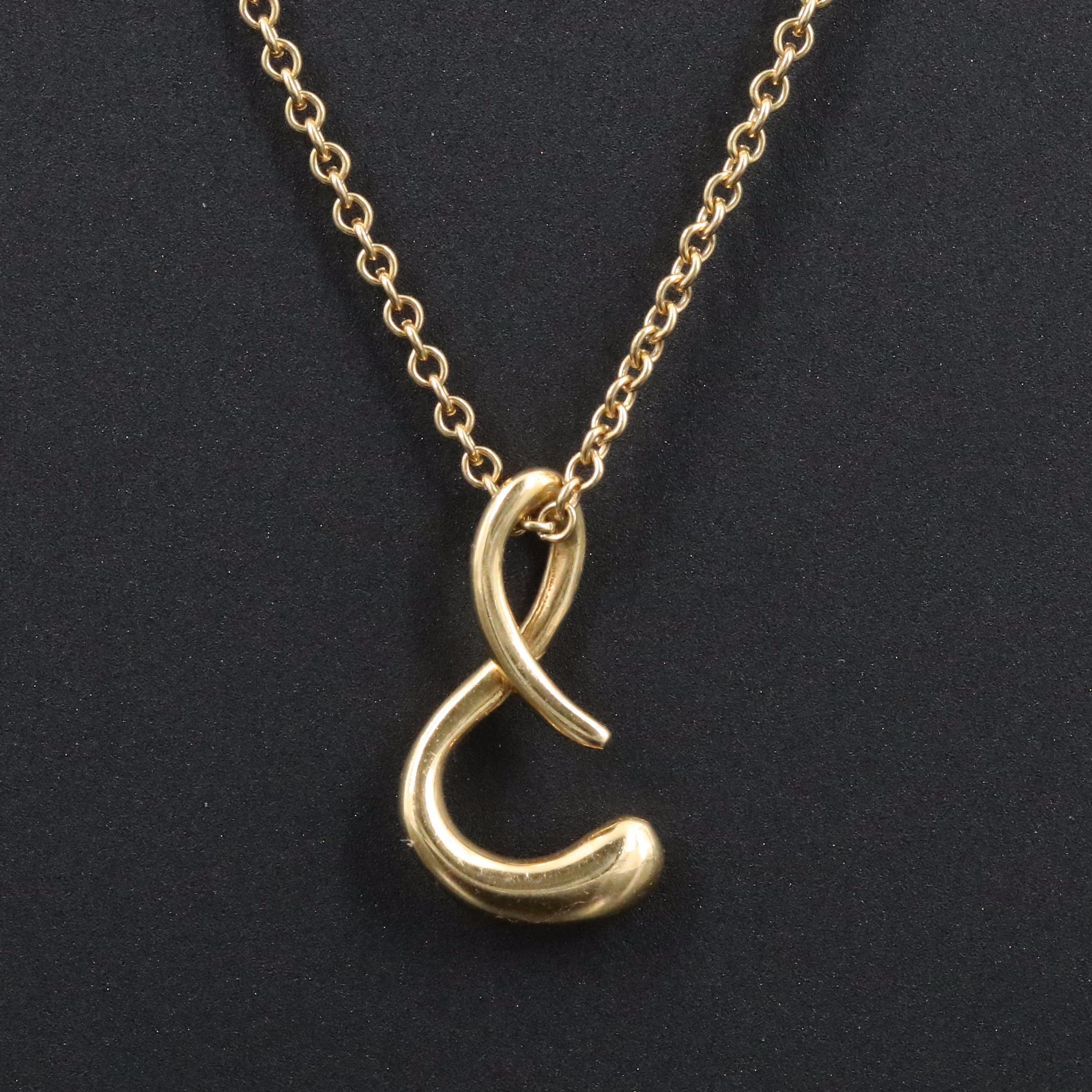 Elsa Peretti for Tiffany & Co. 18K Alphabet Letter "S" Initial Pendant Necklace