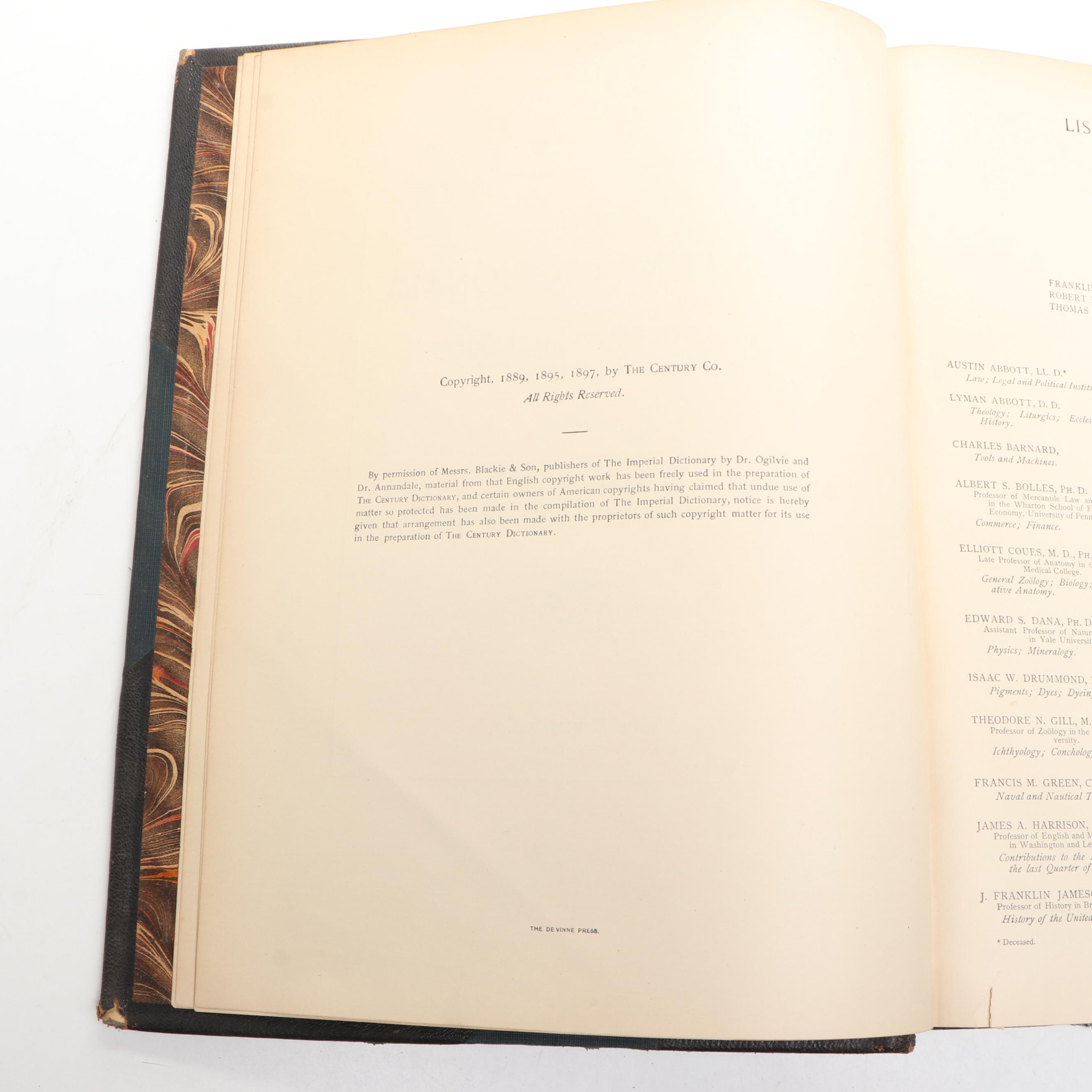 "The Century Dictionary and Encyclopedia" Partial Set, Late 19th Century