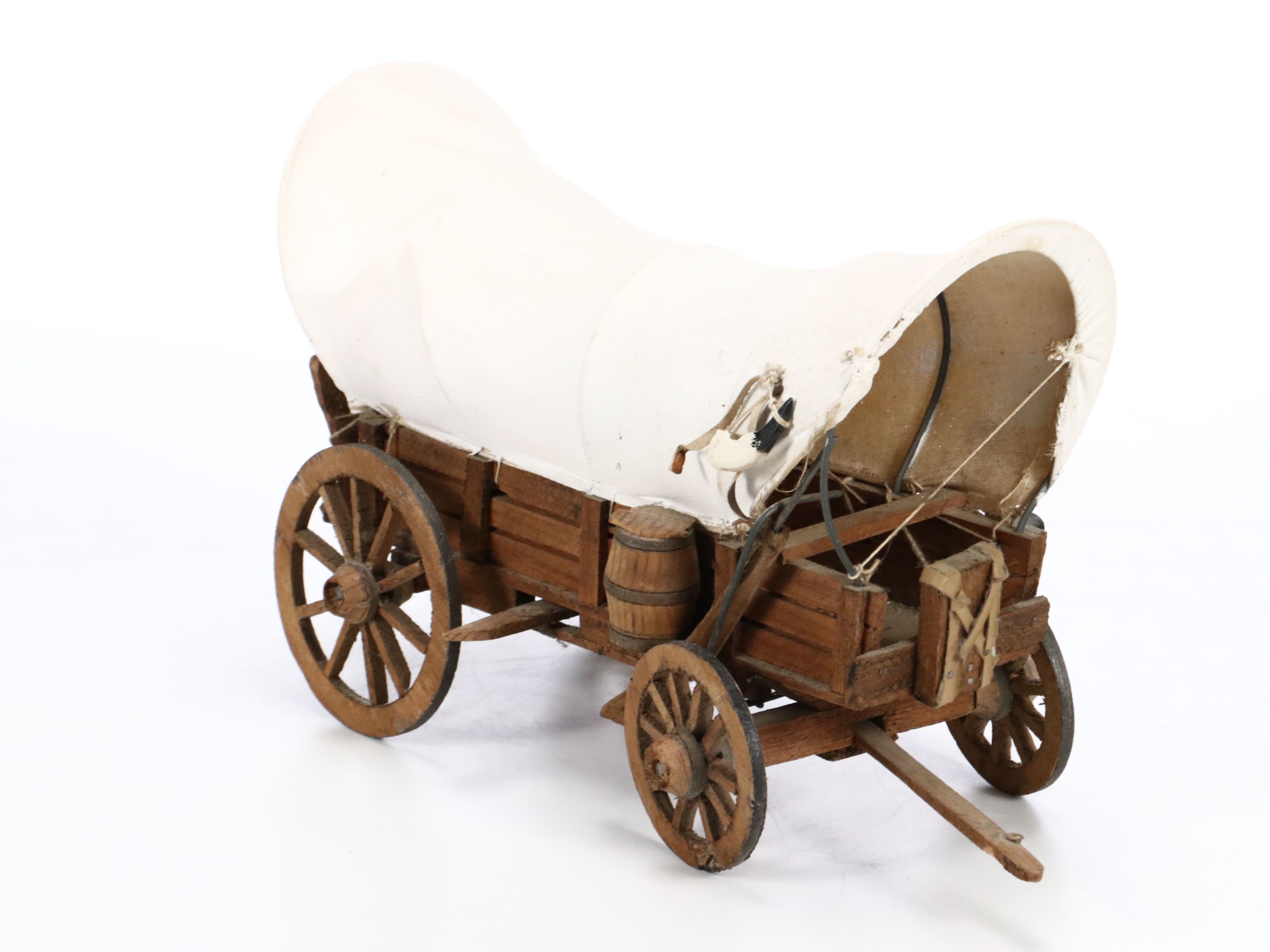 Southwest Desert and Galloping Horse Blanket with Wooden Conestoga Wagon Model