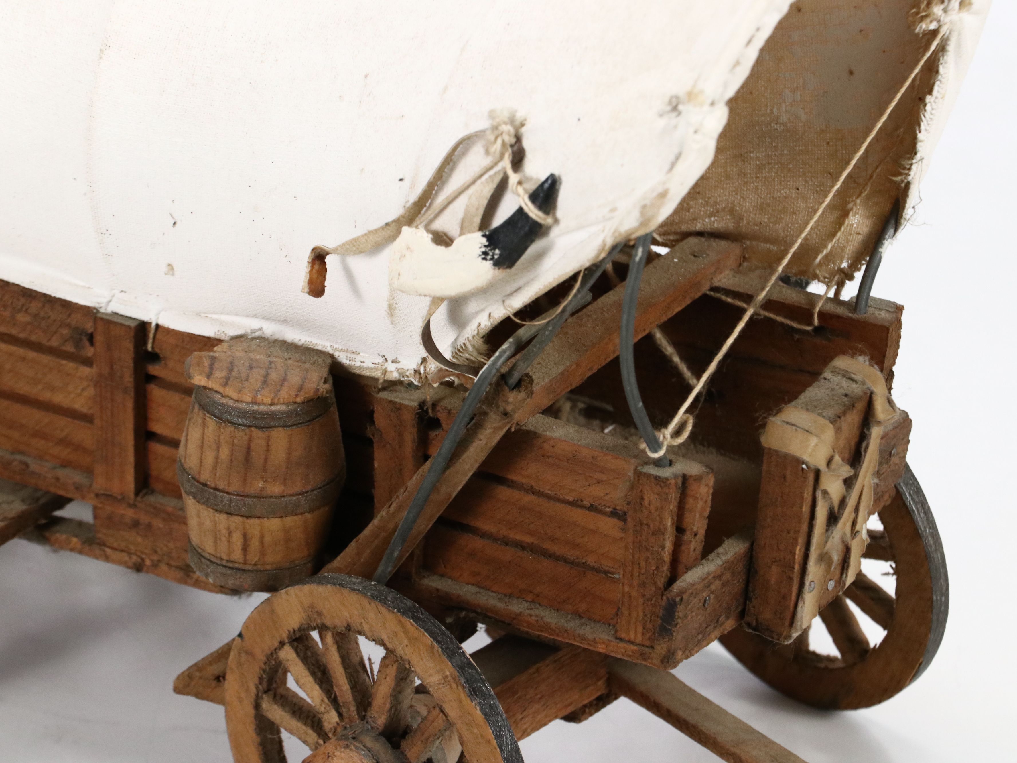 Southwest Desert and Galloping Horse Blanket with Wooden Conestoga Wagon Model