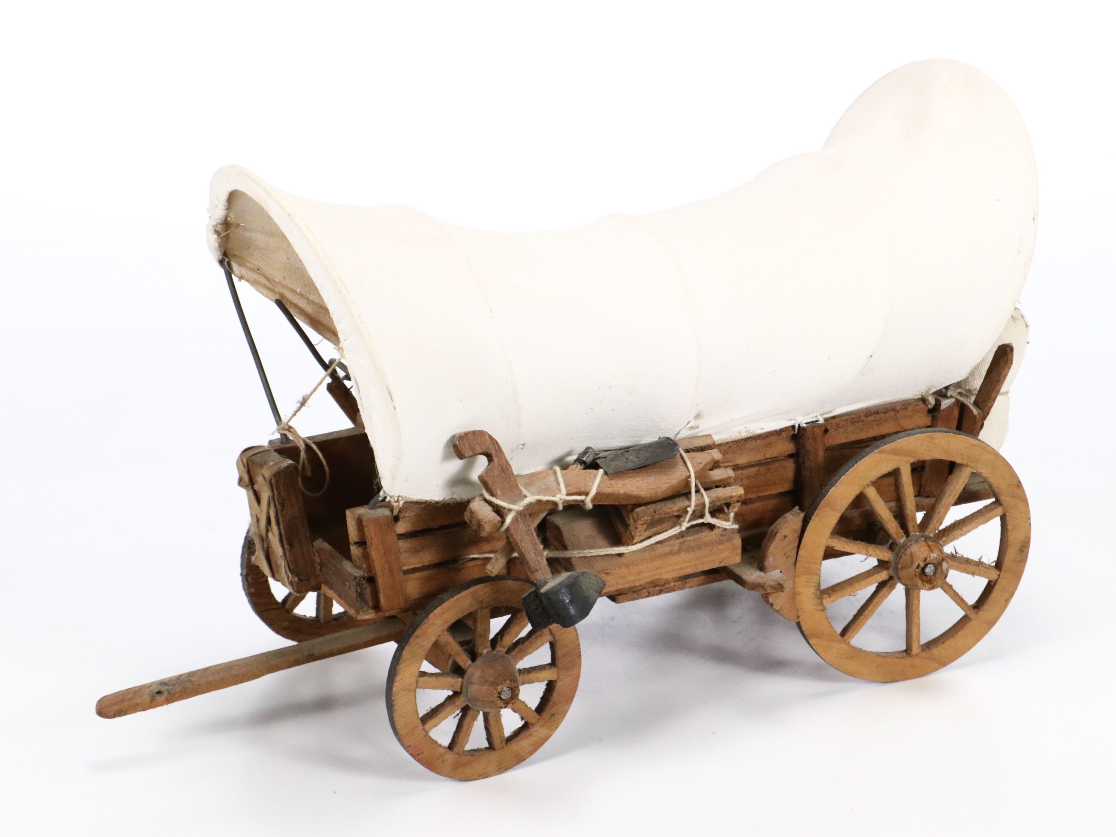 Southwest Desert and Galloping Horse Blanket with Wooden Conestoga Wagon Model