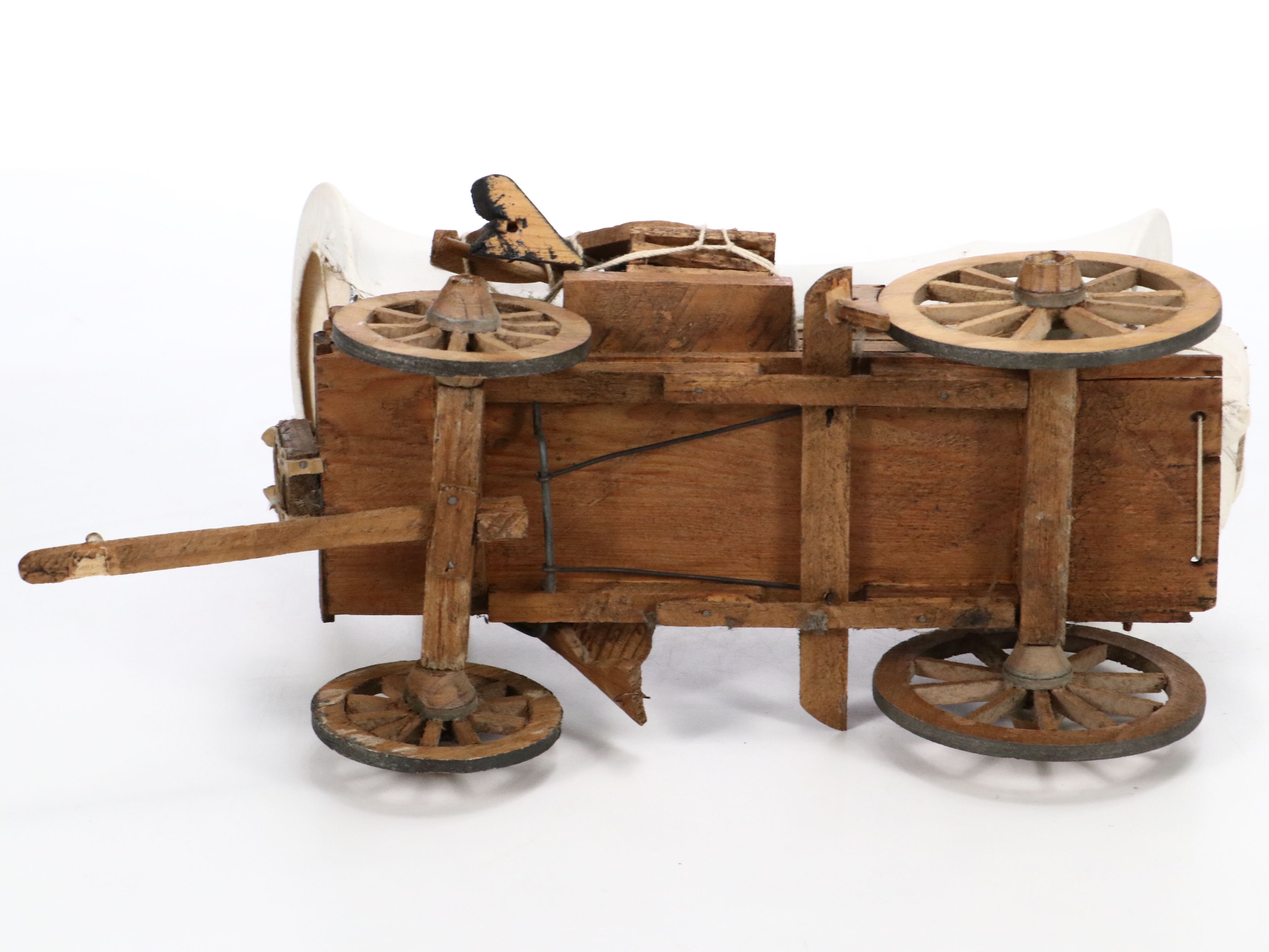 Southwest Desert and Galloping Horse Blanket with Wooden Conestoga Wagon Model