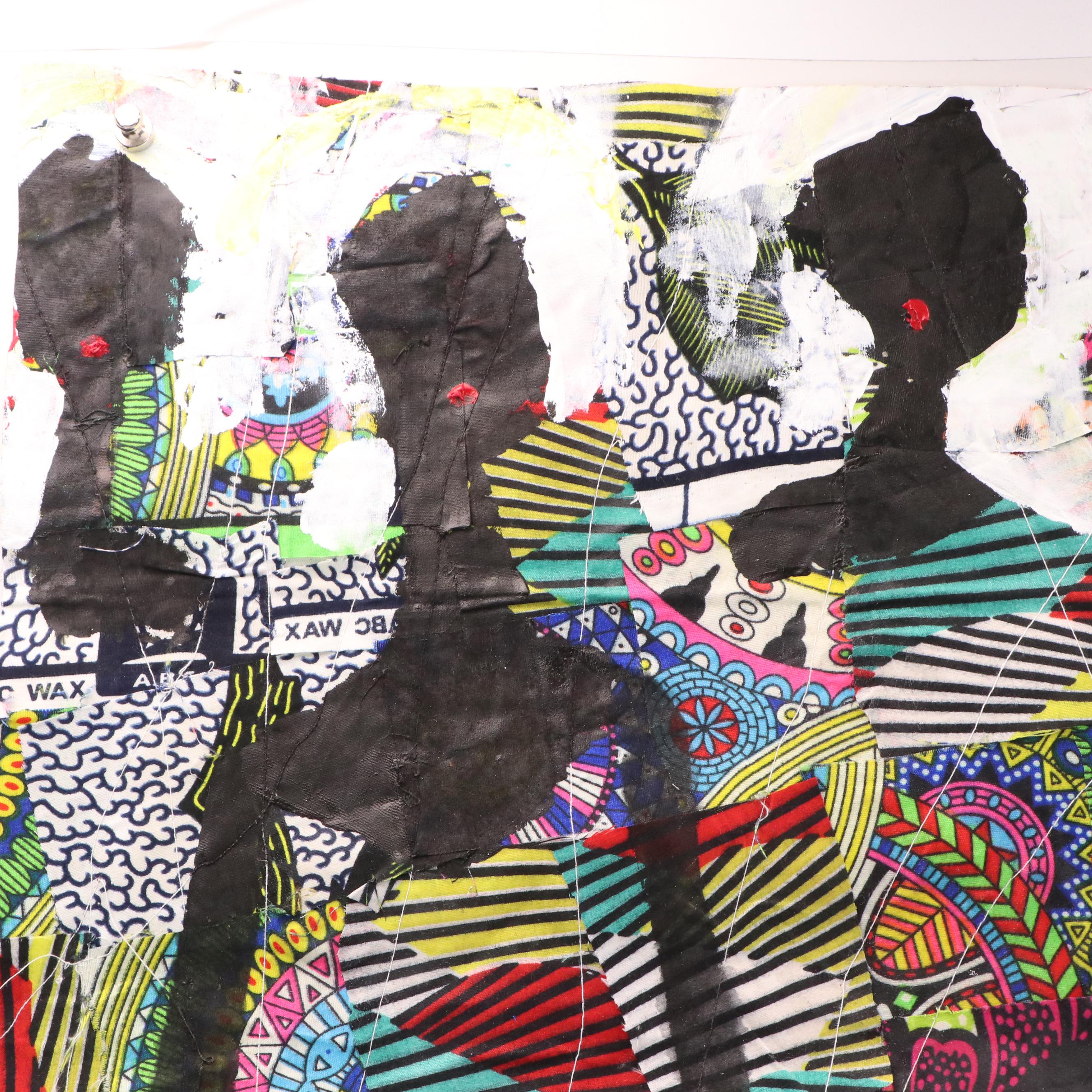 Abiola Idowu Stylized Figural Collage "Community of Love," 2024