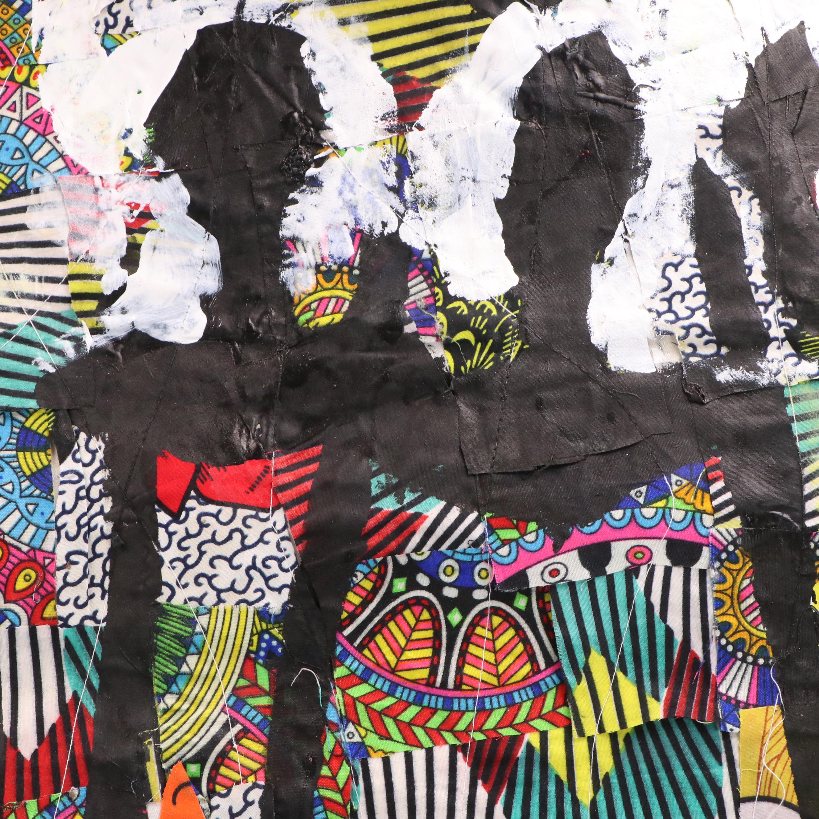 Abiola Idowu Stylized Figural Collage "Community of Love," 2024