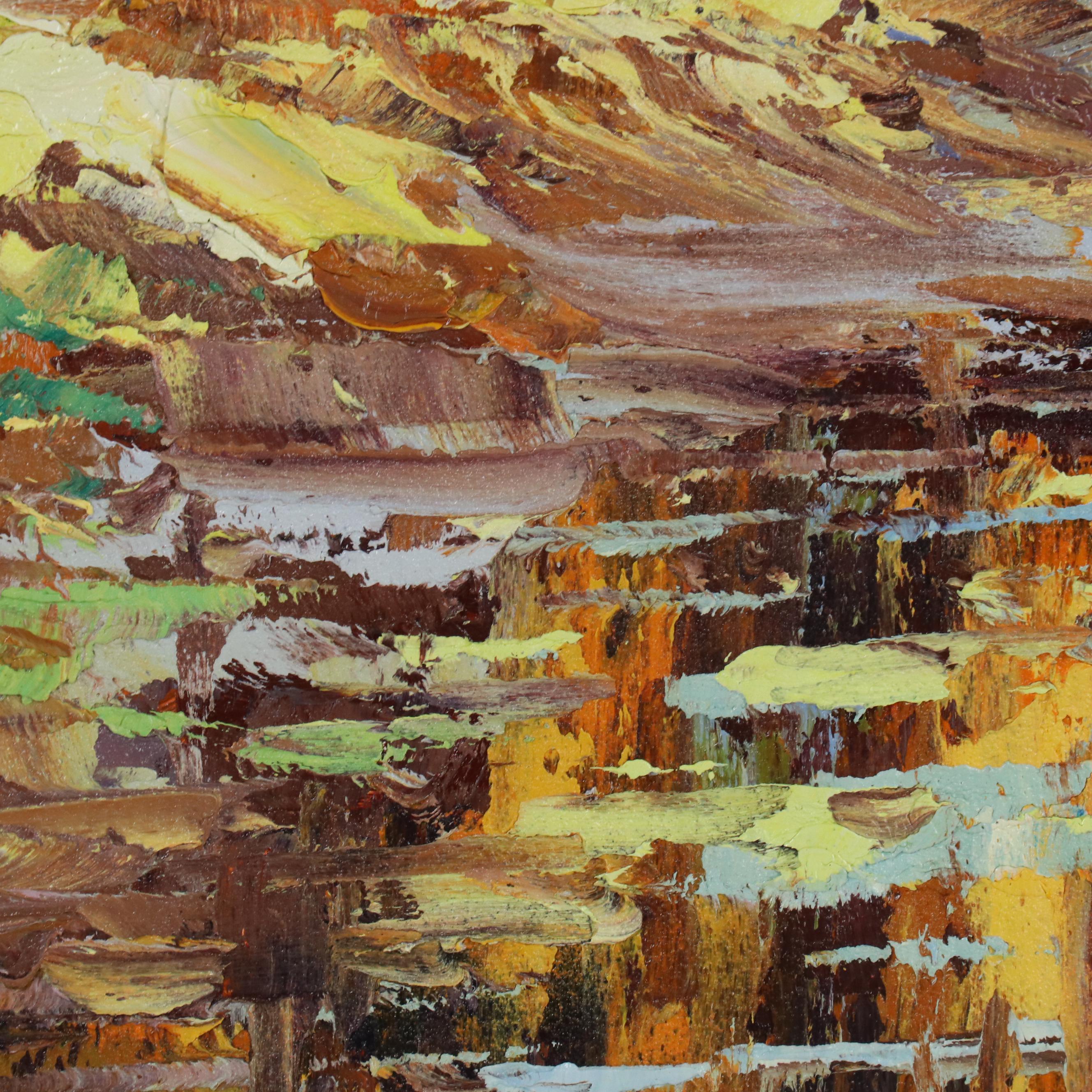 Bateer Impasto Oil Landscape Painting of Autumn Birch Grove, 21st Century