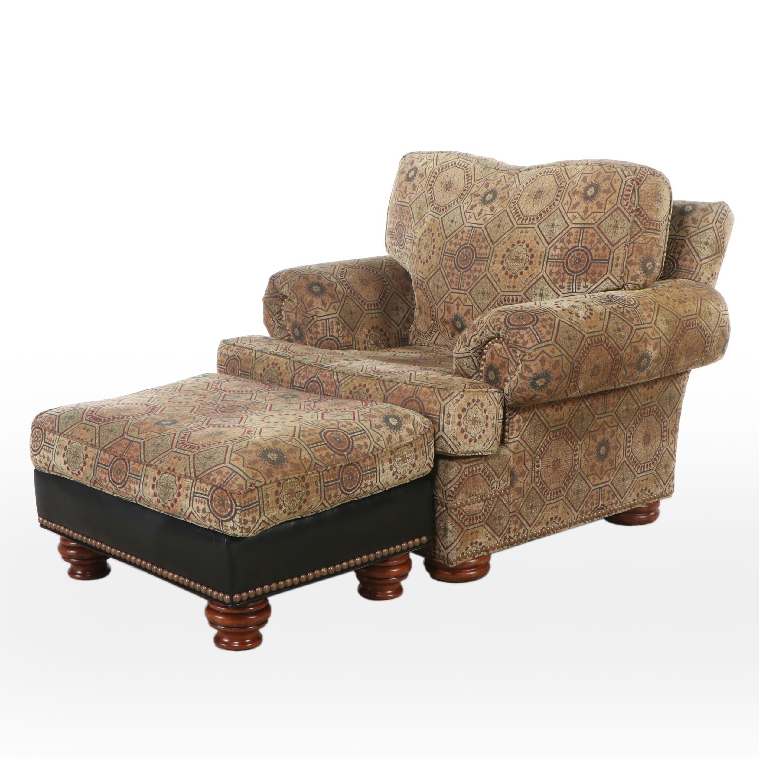 Thomasville Over-Sized Upholstered Armchair and Ottoman, 2005